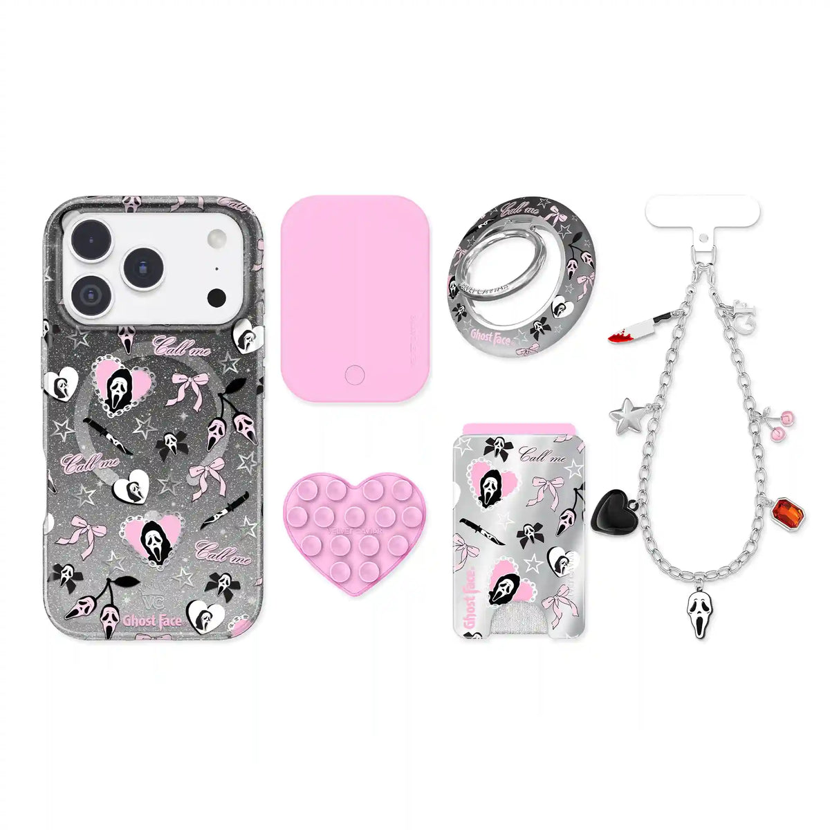 Ghost Face Goth Glitter iPhone Bundle Set