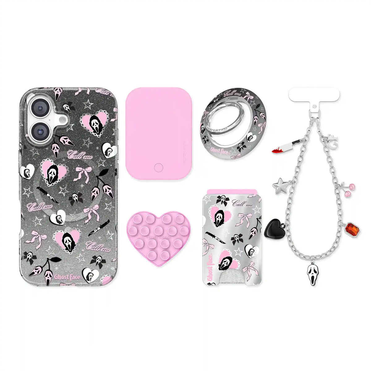 Ghost Face Goth Glitter iPhone Bundle Set