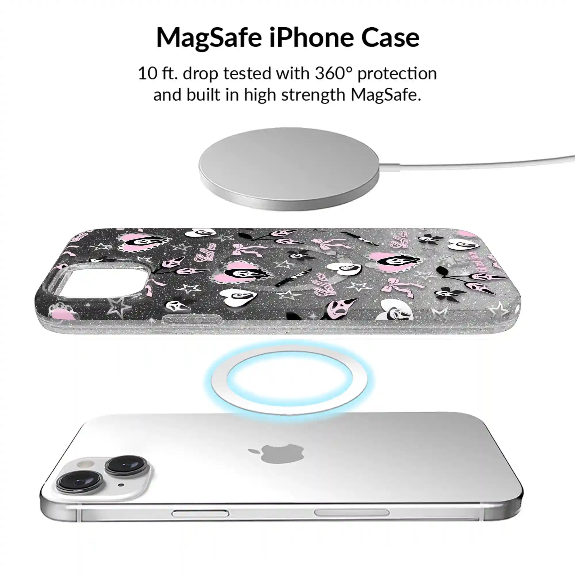 Ghost Face Goth Glitter iPhone Bundle Set