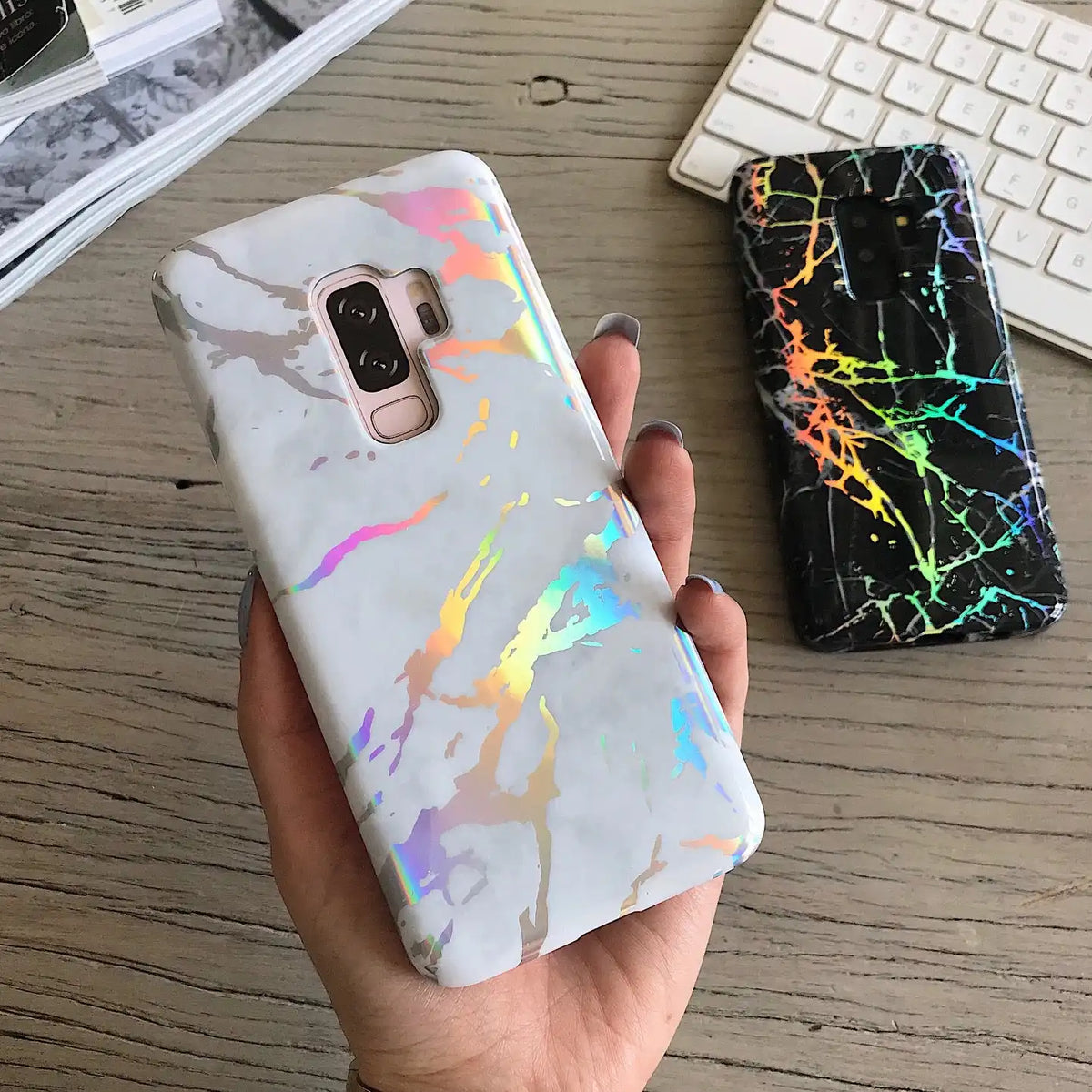 Holo White Marble Samsung Galaxy Case