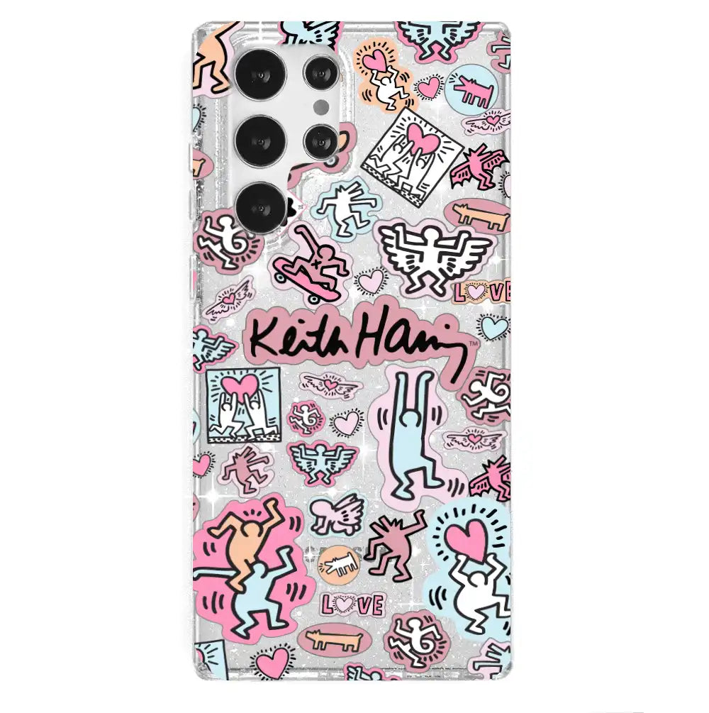 Keith Haring Pastel Glitter Samsung Case
