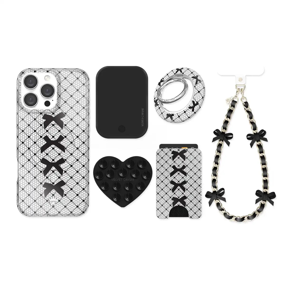Lacy Black Bows iPhone Bundle Set