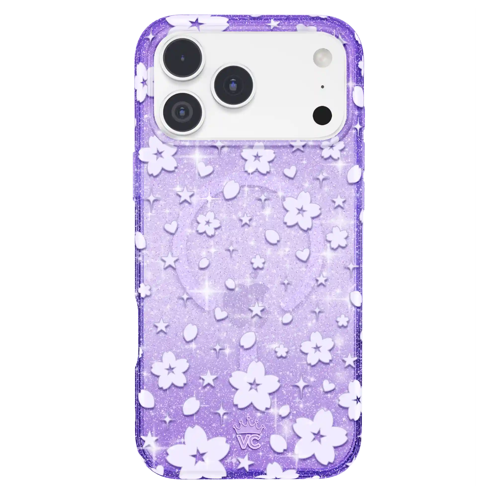 Lavender Cherry Blossom Glitter iPhone Case