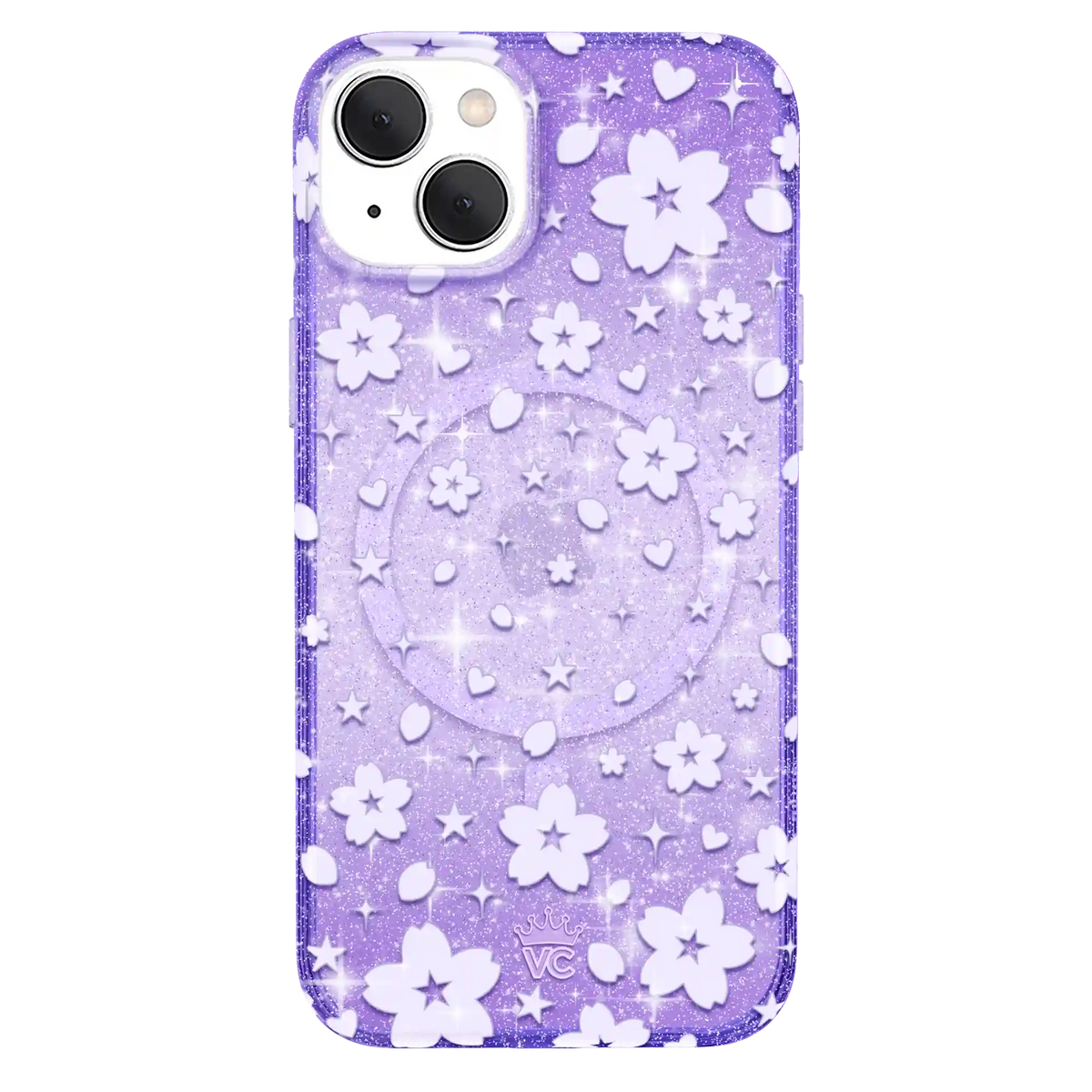 Lavender Cherry Blossom Glitter iPhone Case