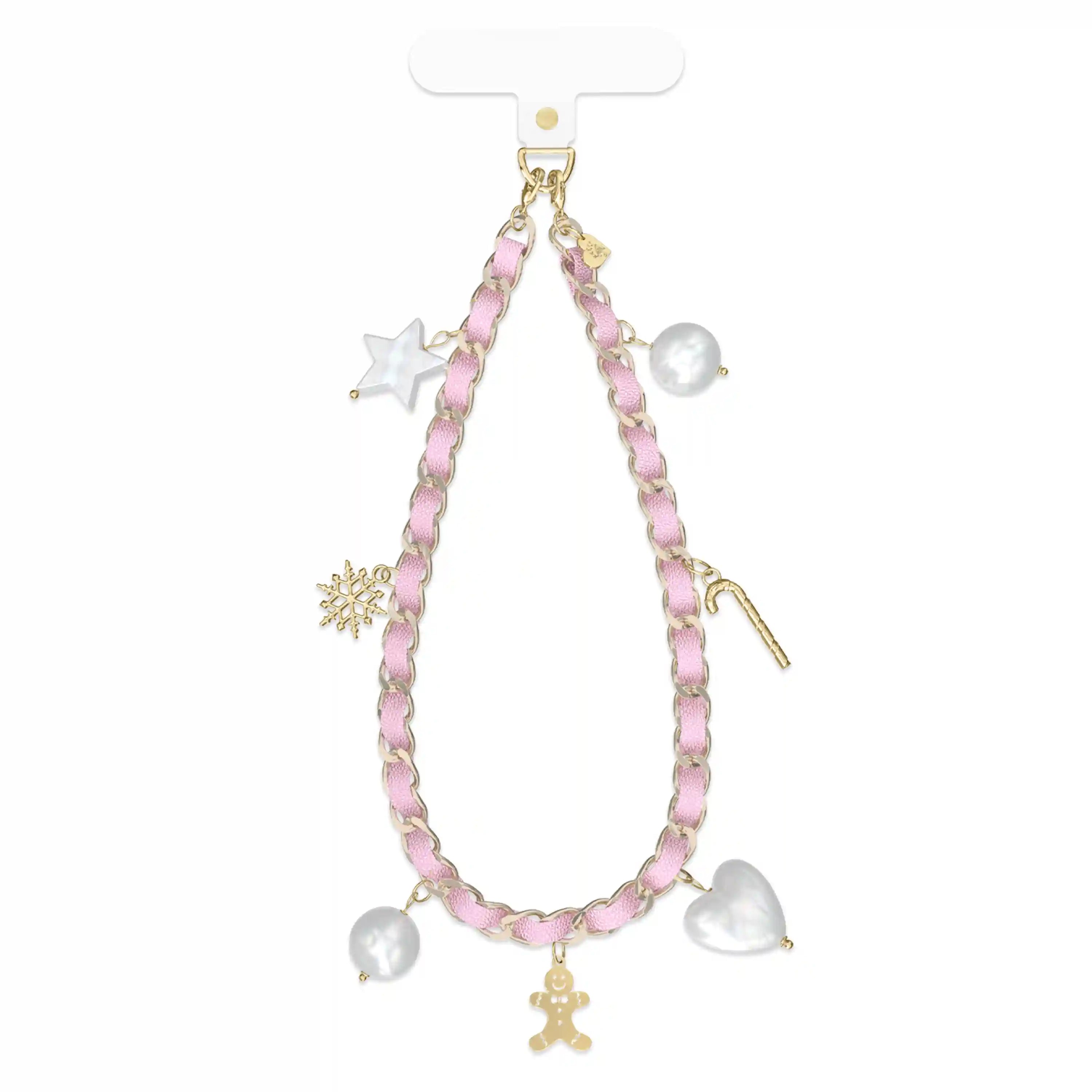 Pink Holiday Leather Chain Phone Charm