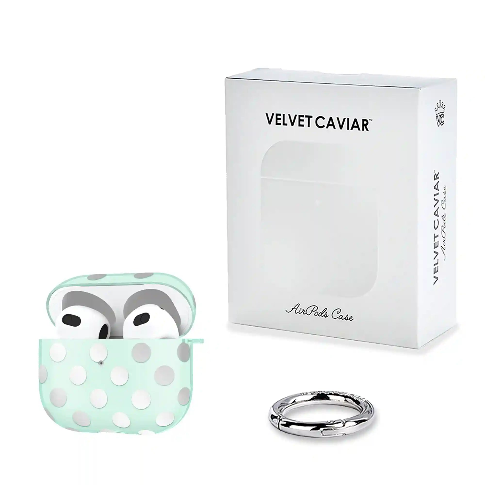 Mint Chrome Polka Dot AirPod Case