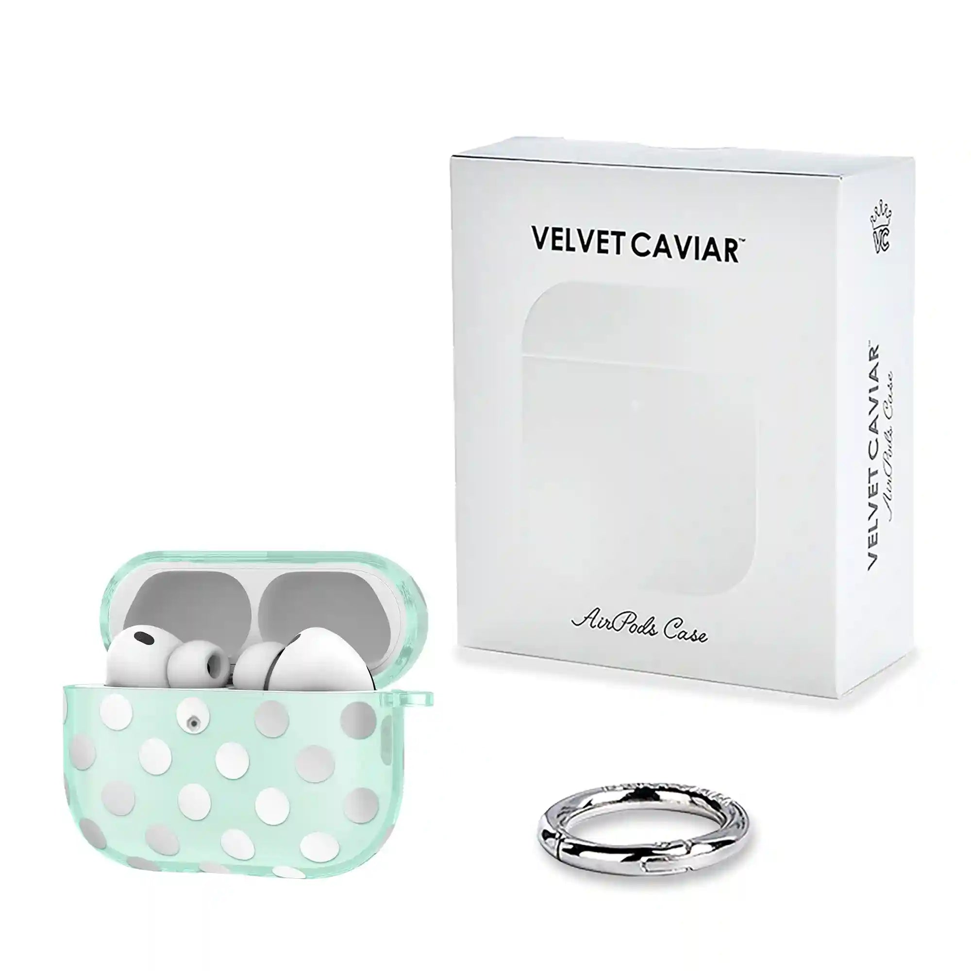 Mint Chrome Polka Dot AirPod Case