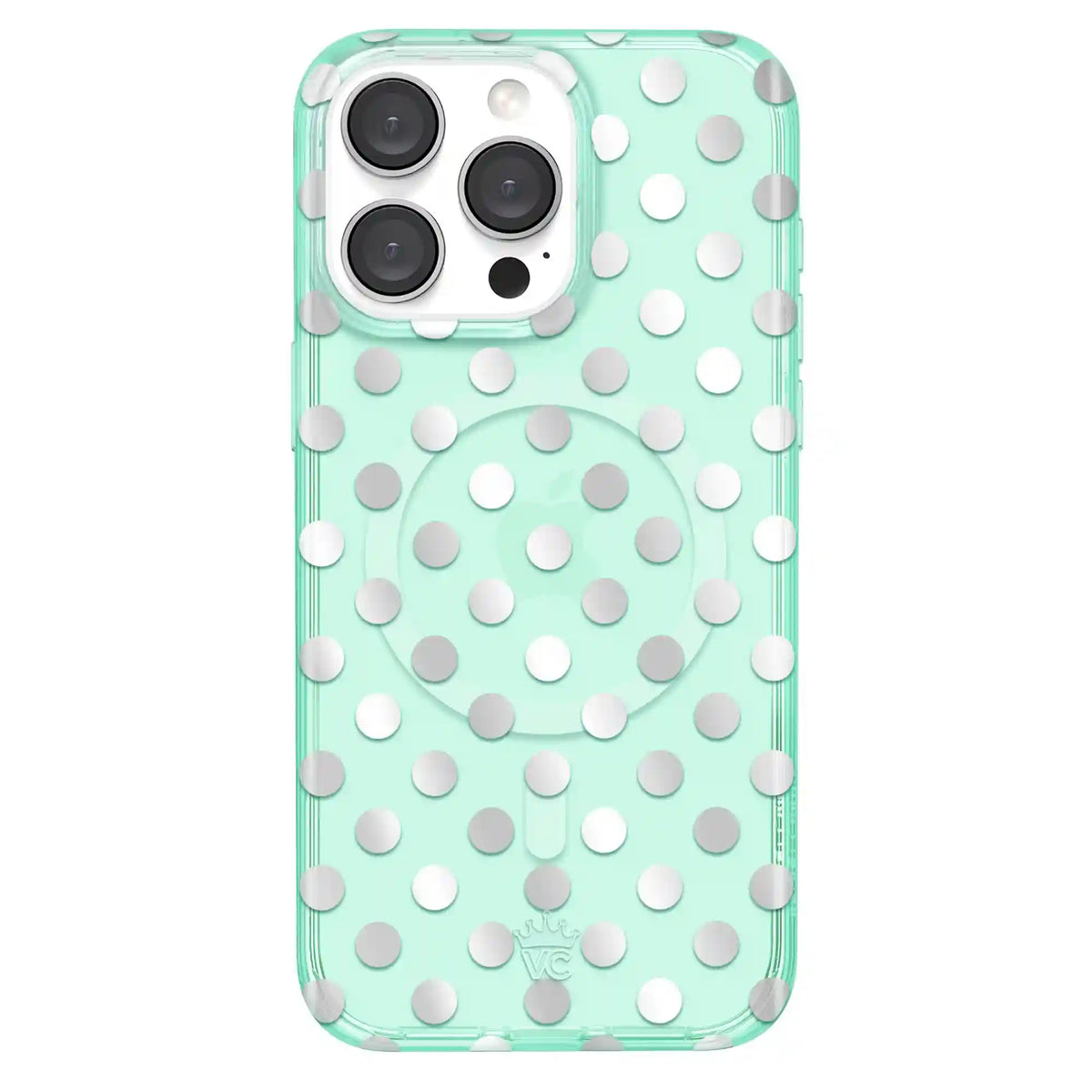 Mint Chrome Polka Dot iPhone Case