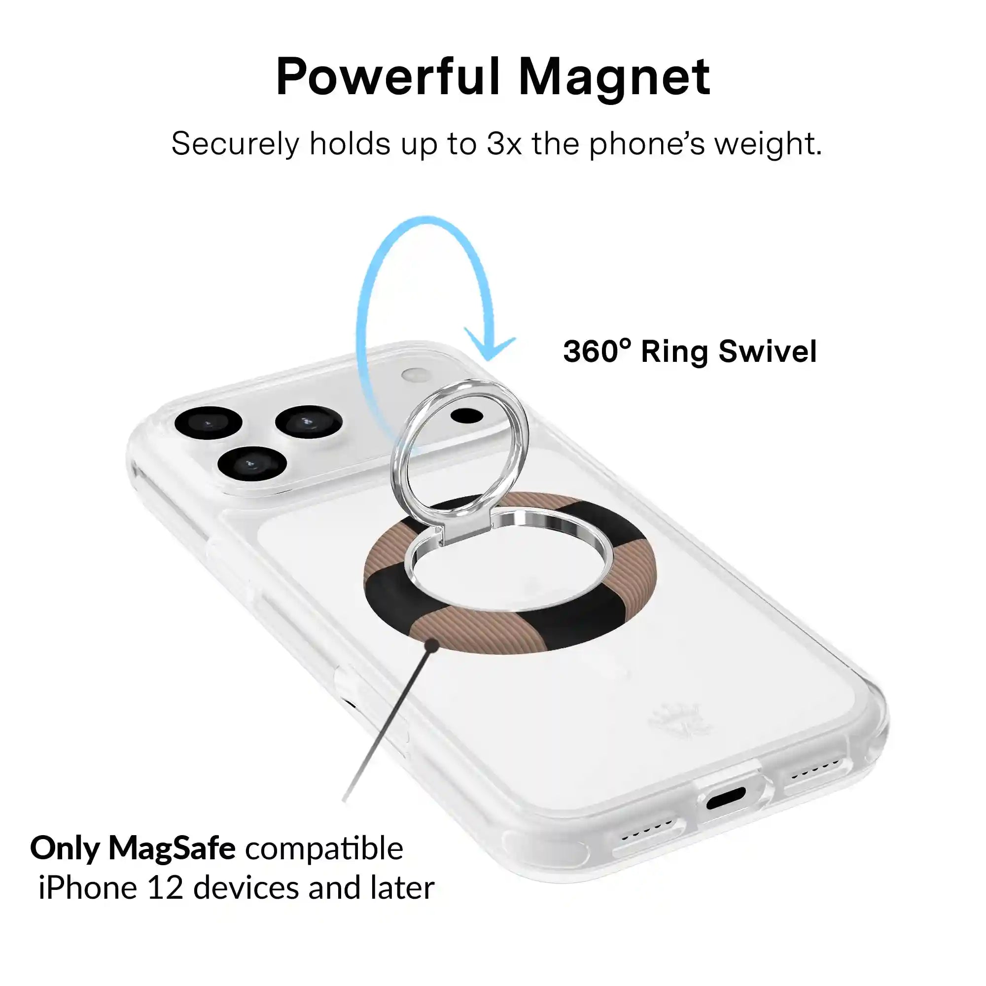 Mocha Vibe Checkered MagSafe Grip Ring