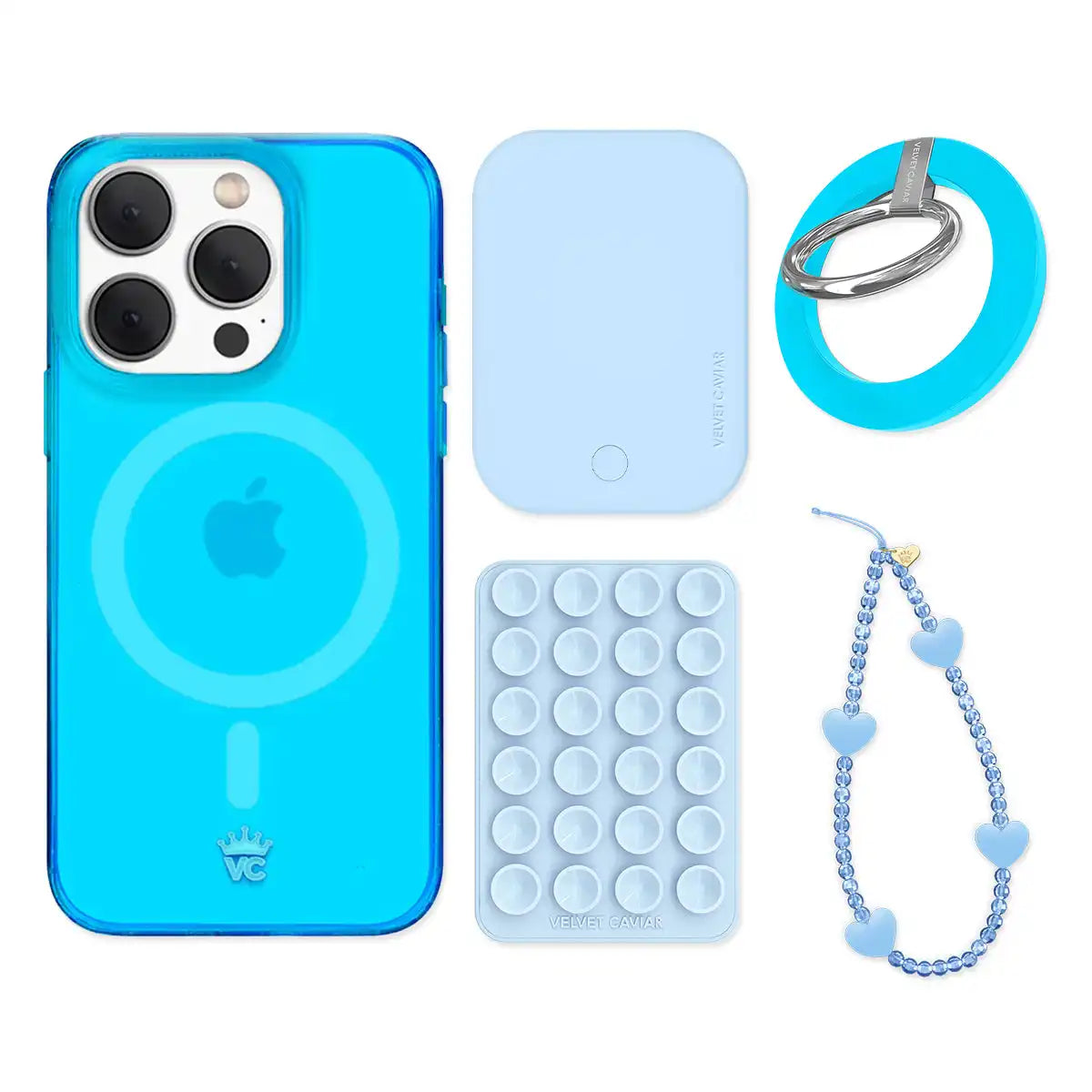 Neon Blue iPhone Bundle Set - Grip