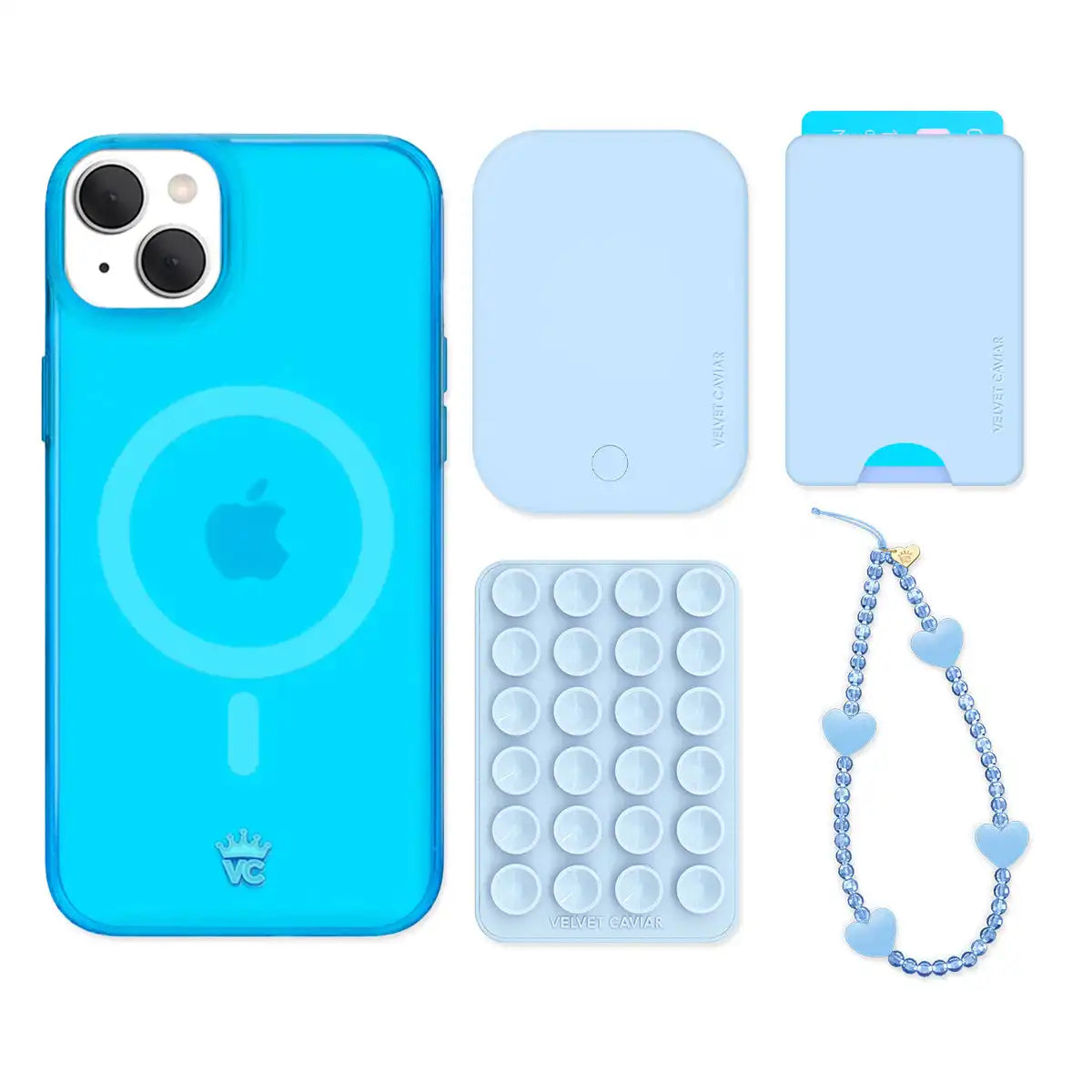 Neon Blue iPhone Bundle Set - Wallet