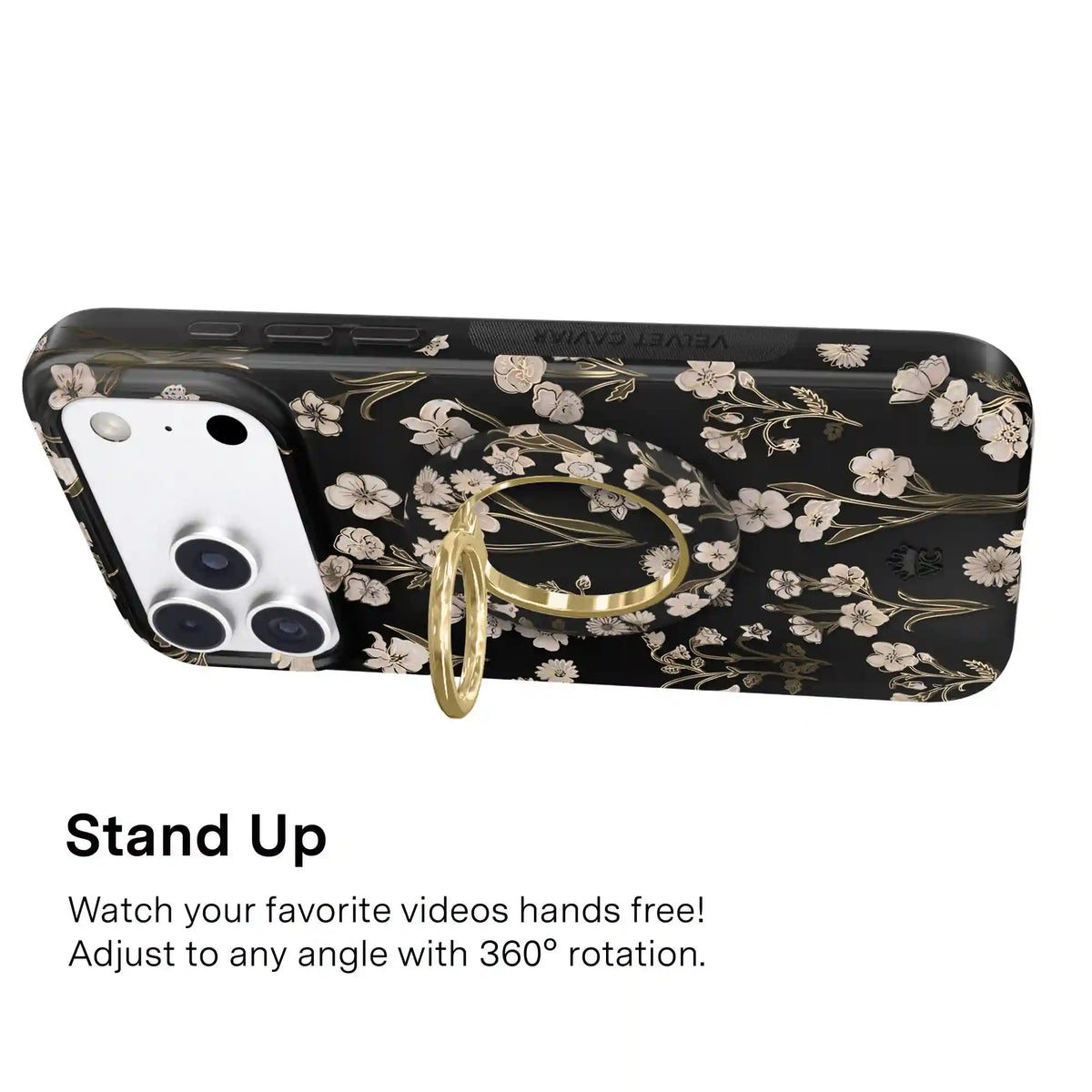 Nightbloom Gold Chrome Floral MagSafe Grip Ring