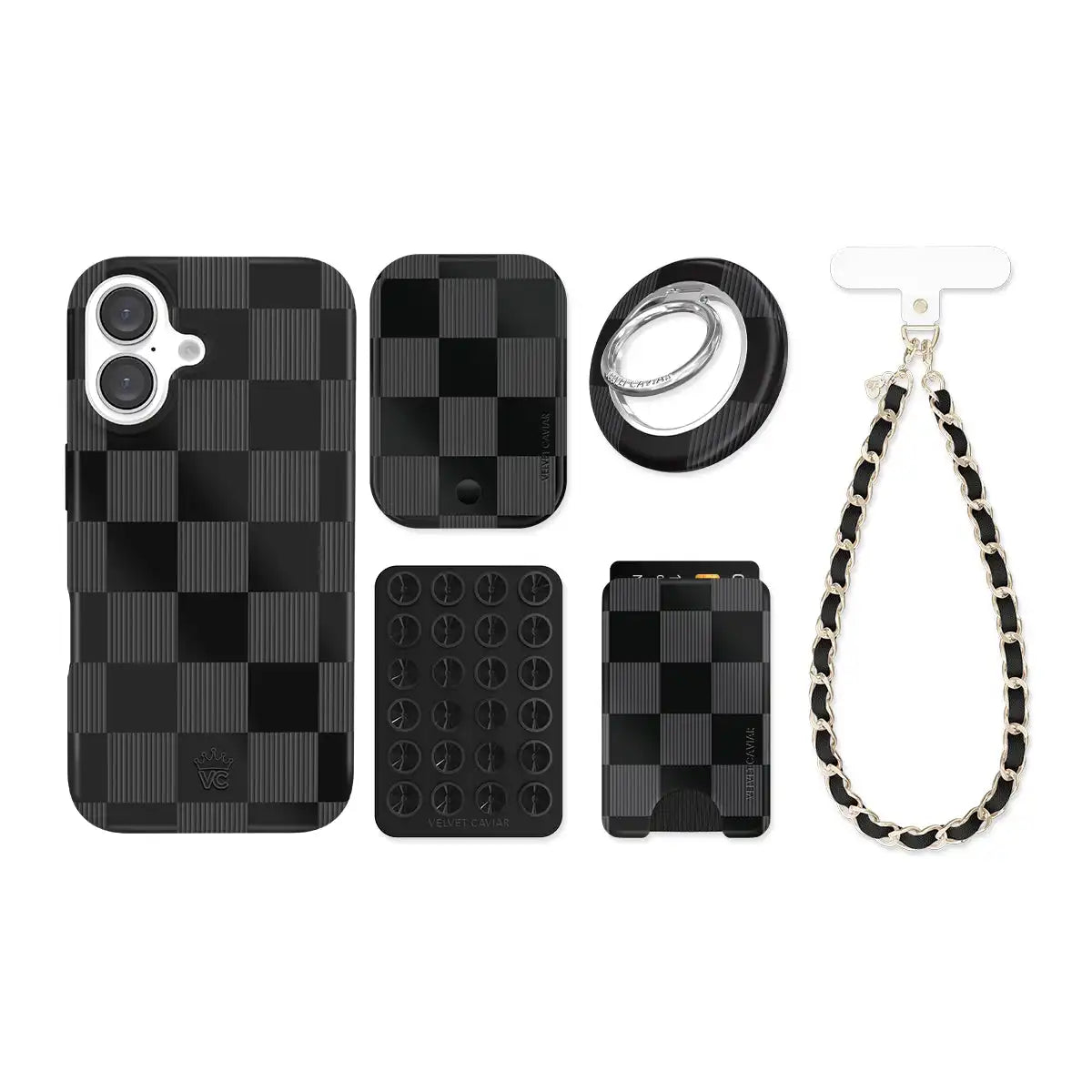Noir Vibe Checkered iPhone Bundle Set