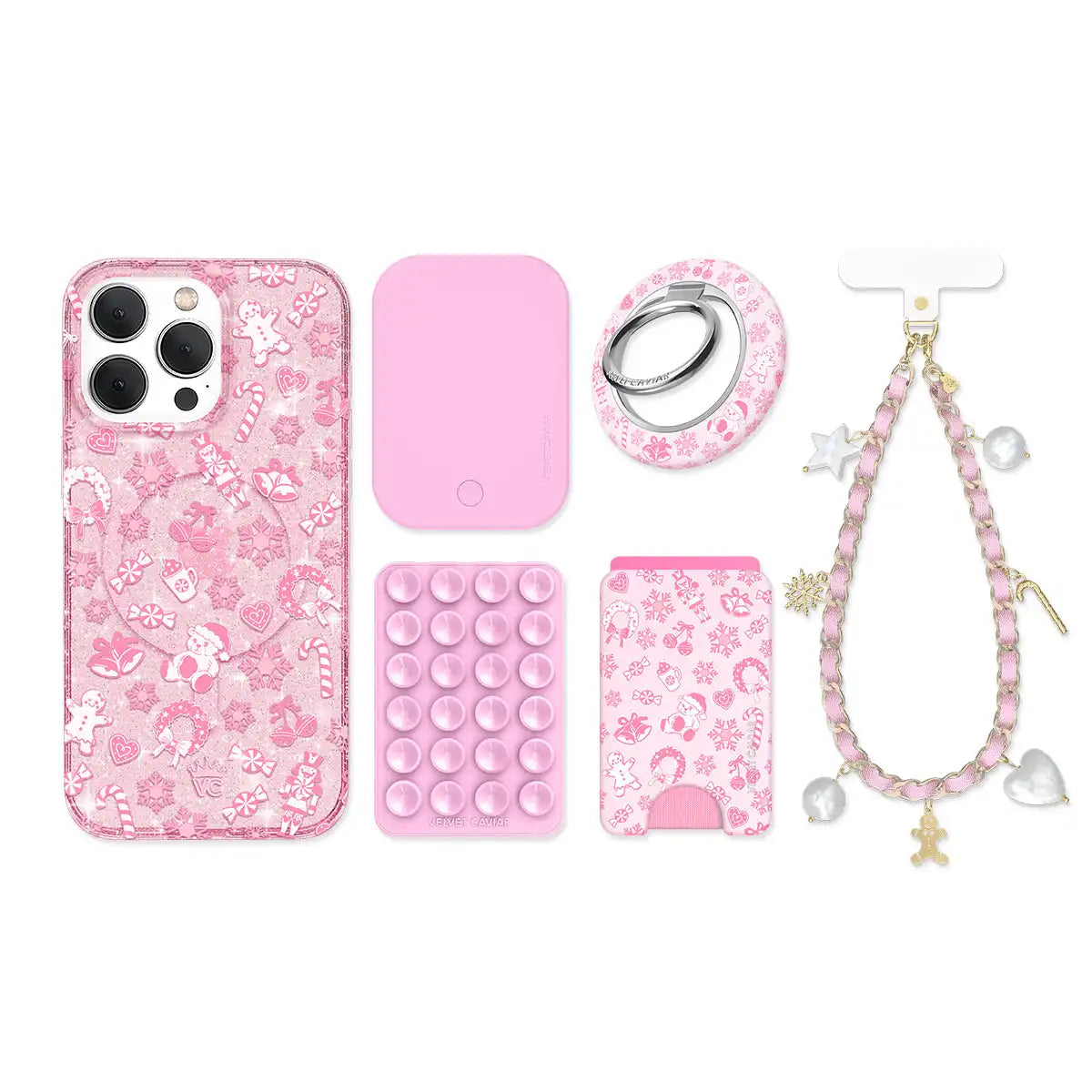 Pink Christmas Glitter iPhone Bundle