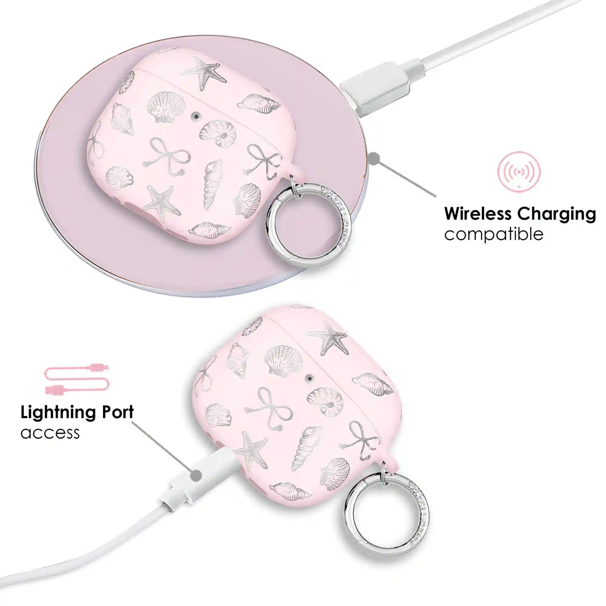 Pink Coastal Seashells AirPod Case