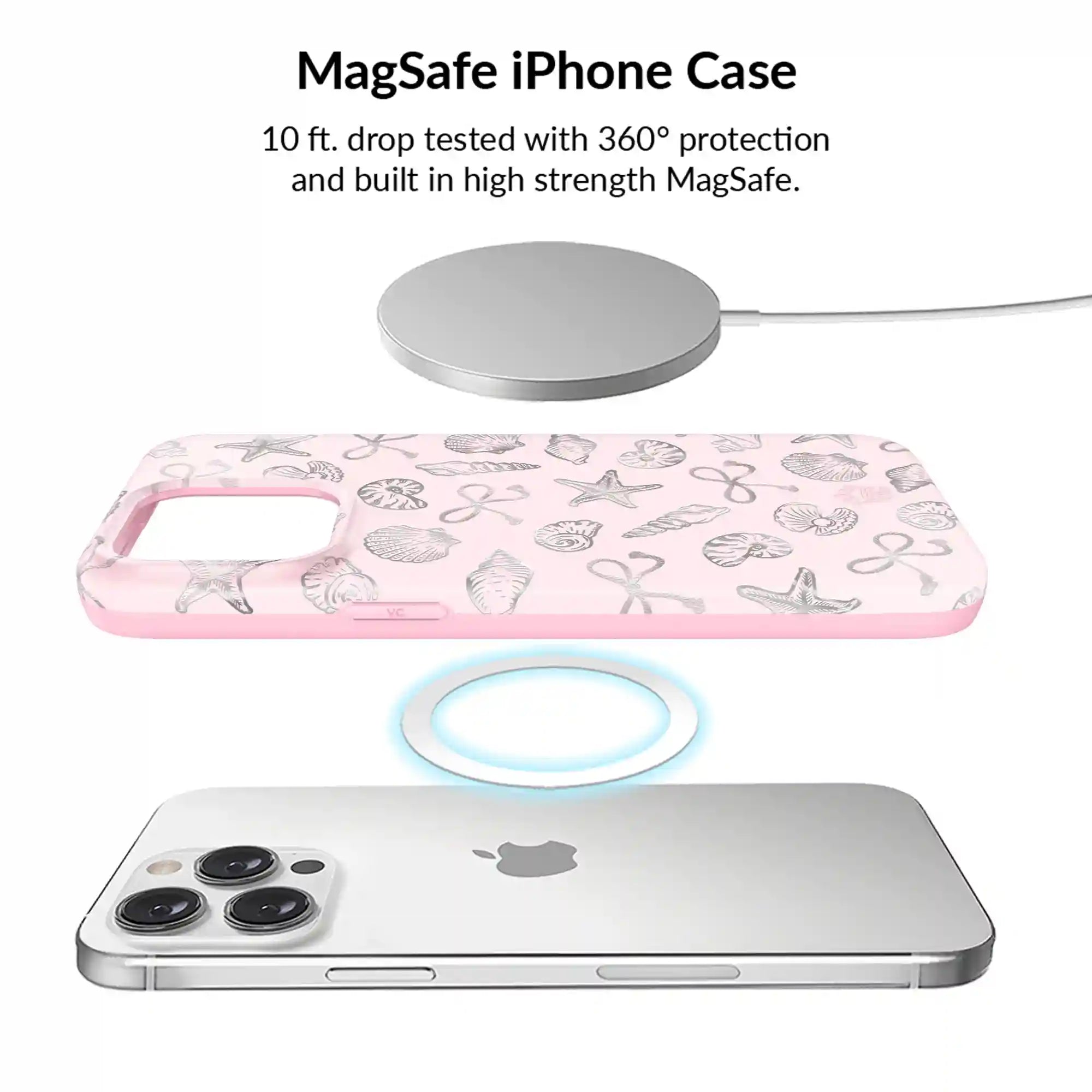 Pink Coastal Seashells iPhone Bundle Set