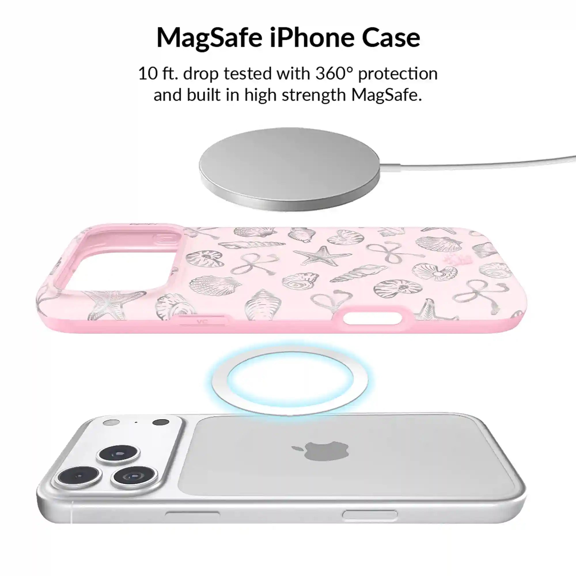 Pink Coastal Seashells iPhone Bundle Set