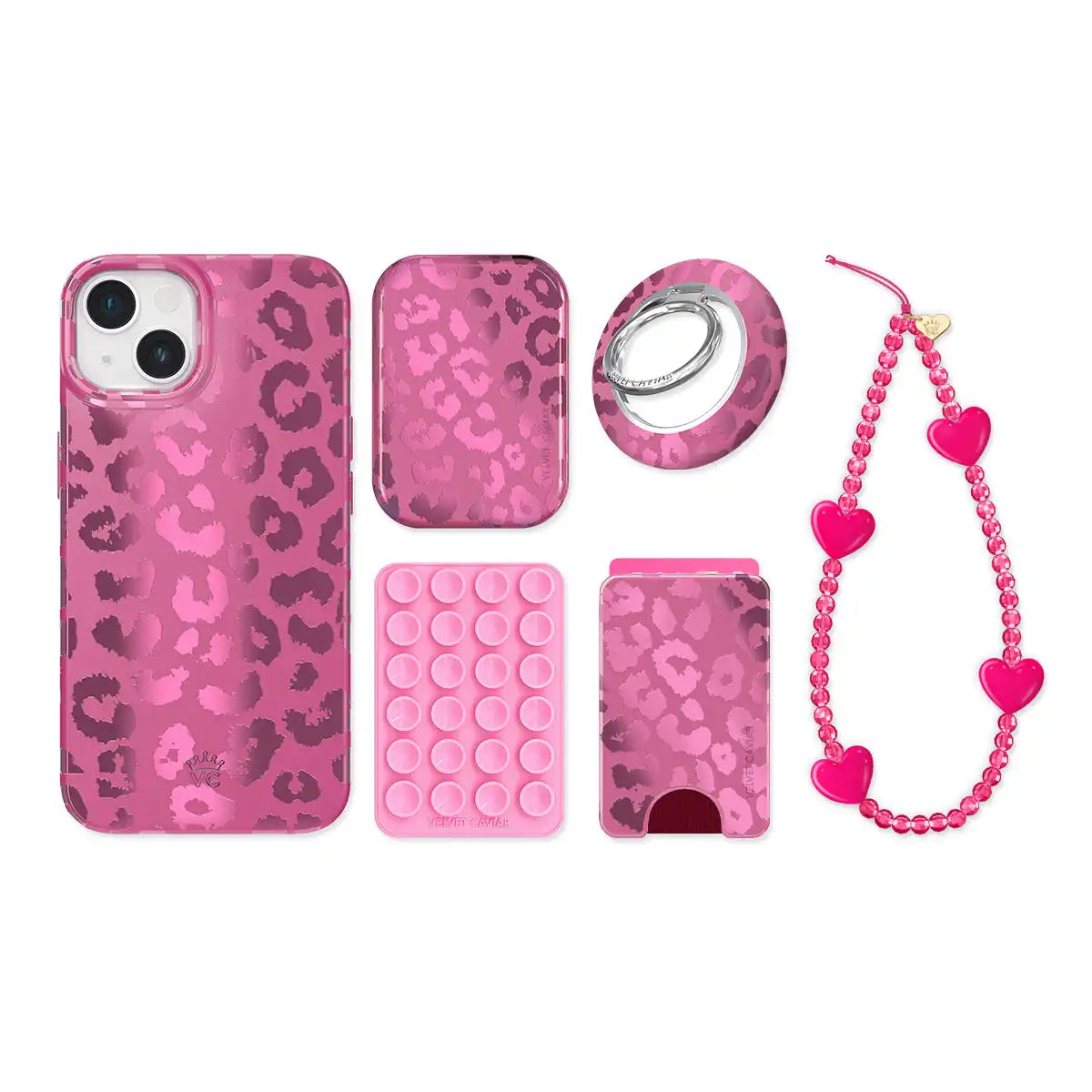 Pink Ruby Leopard iPhone Bundle Set