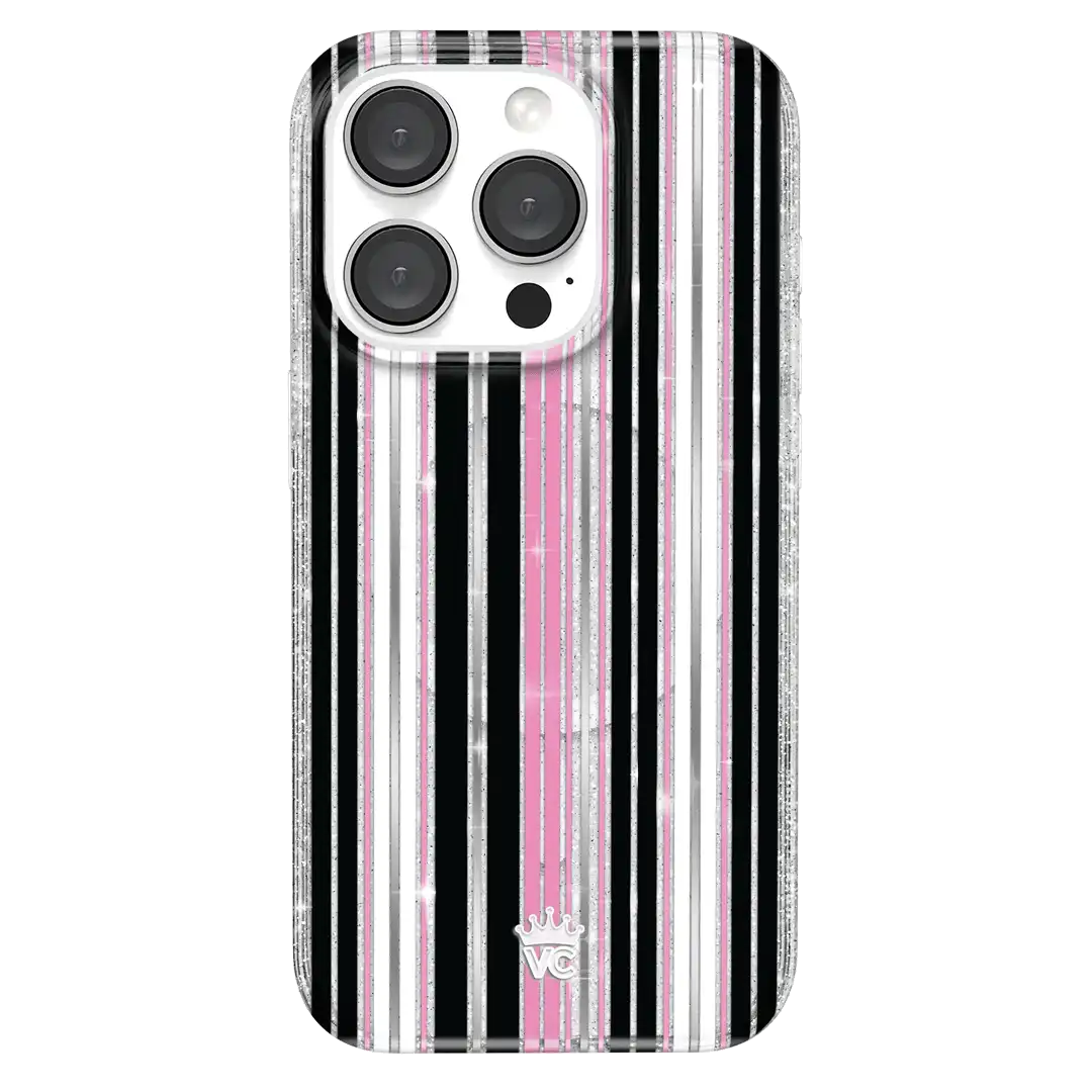 Pretty Punk Stripes Glitter iPhone Case
