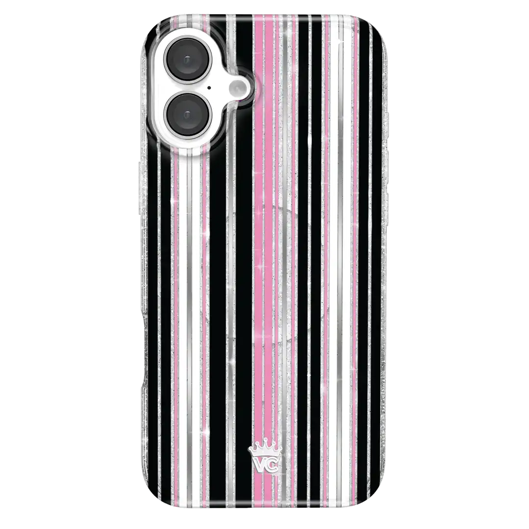 Pretty Punk Stripes Glitter iPhone Case