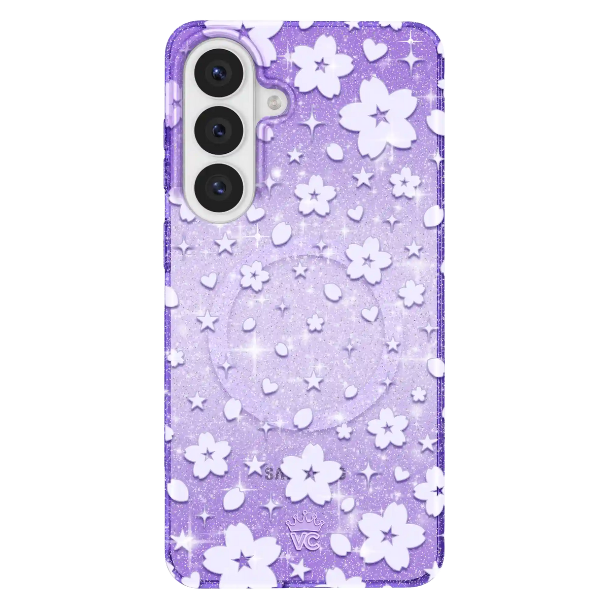 Lavender Cherry Blossom Glitter Samsung Case