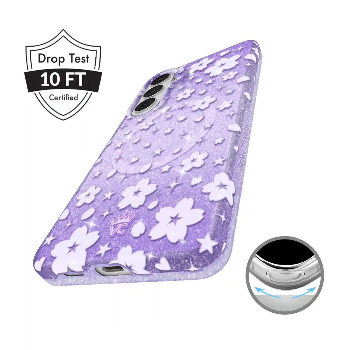 Lavender Cherry Blossom Glitter Samsung Case