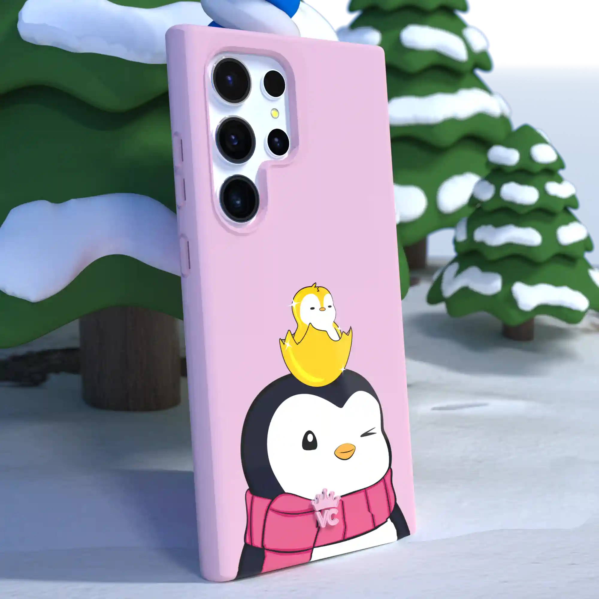 Pudgy Penguins Positive Pink Samsung Case