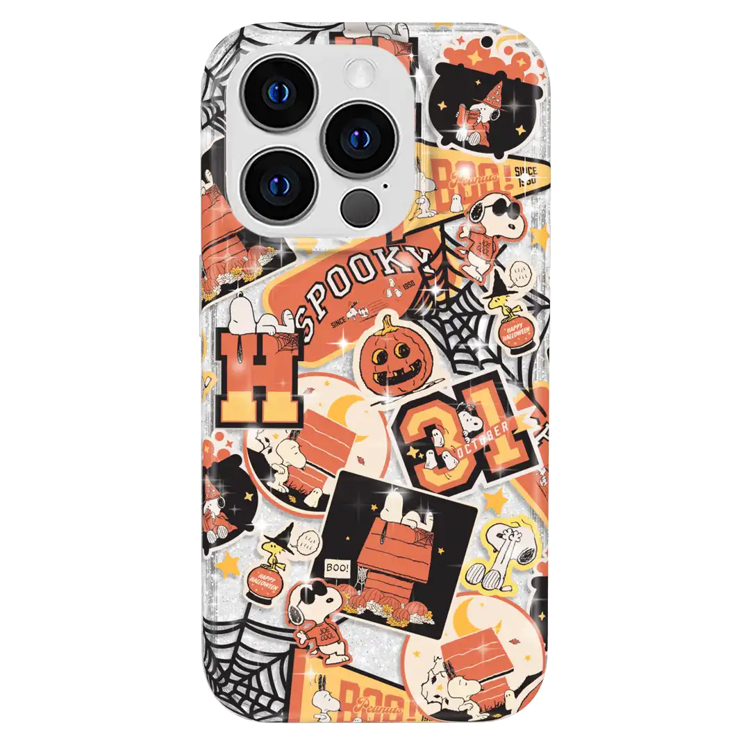 Snoopy Halloween Varsity Glitter iPhone Case