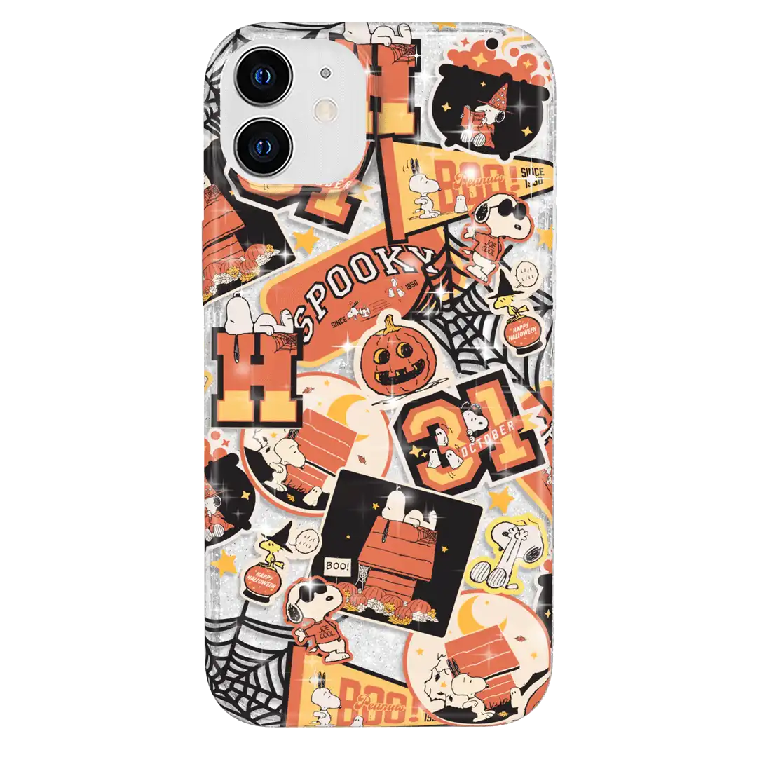 Snoopy Halloween Varsity Glitter iPhone Case