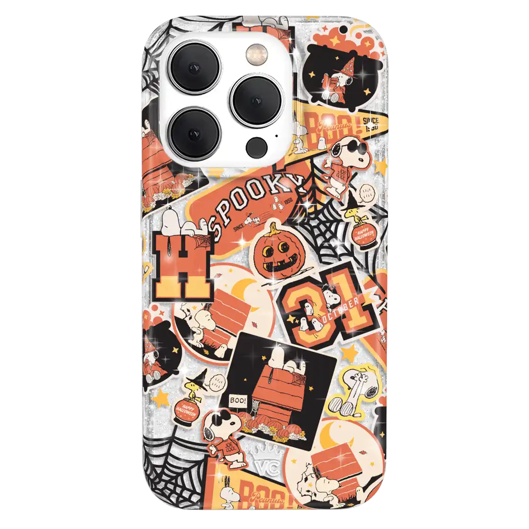 Snoopy Halloween Varsity Glitter iPhone Case