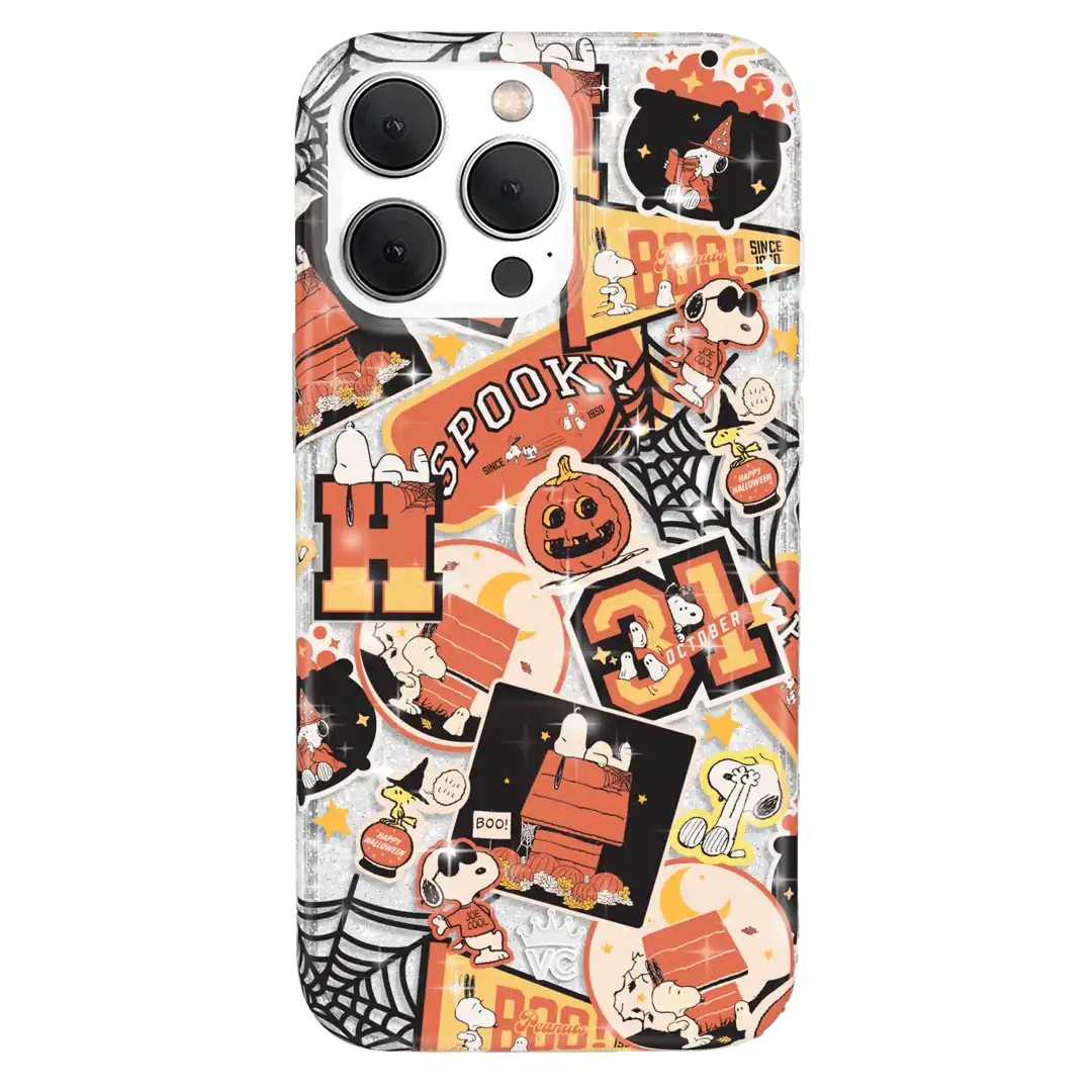 Snoopy Halloween Varsity Glitter iPhone Case
