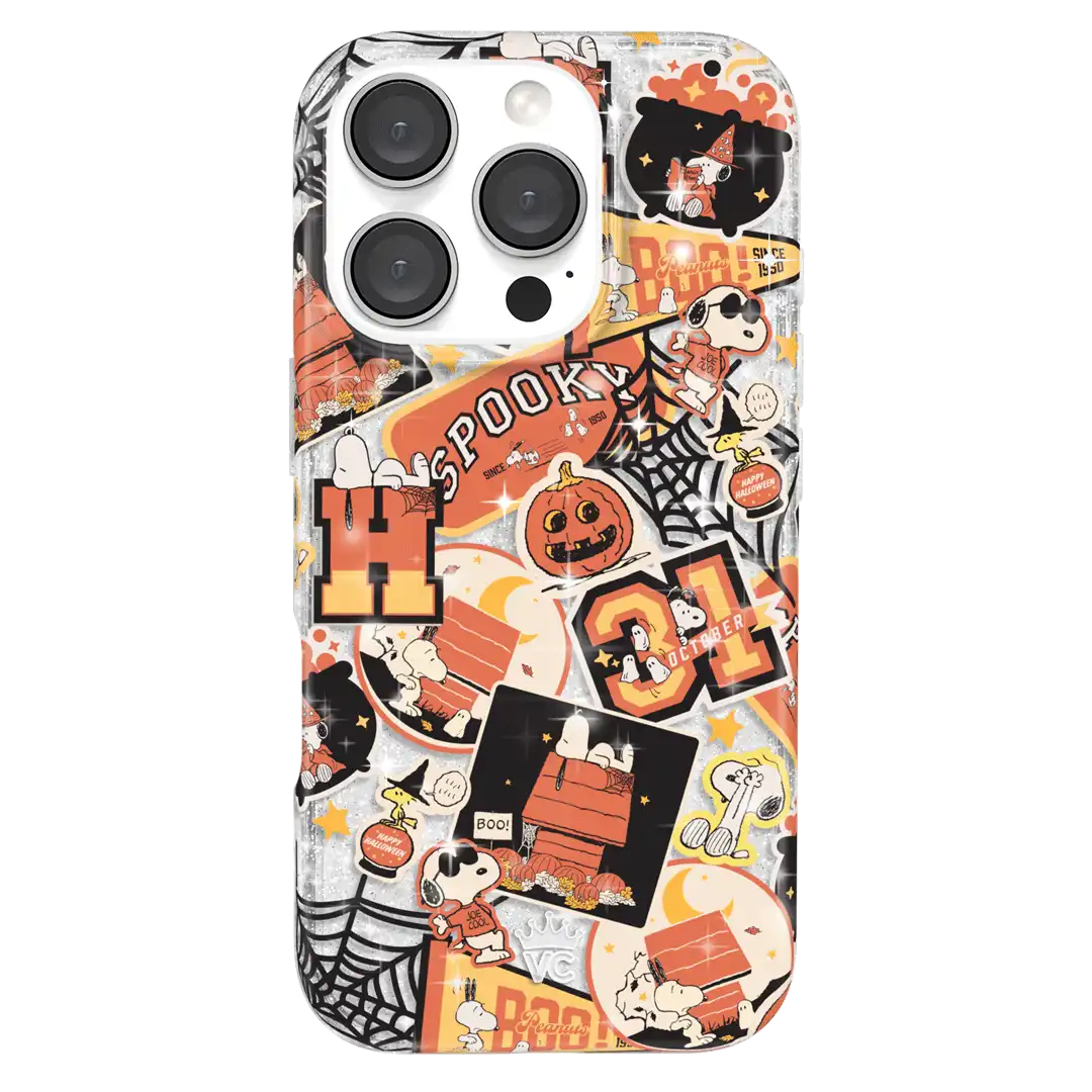 Snoopy Halloween Varsity Glitter iPhone Case