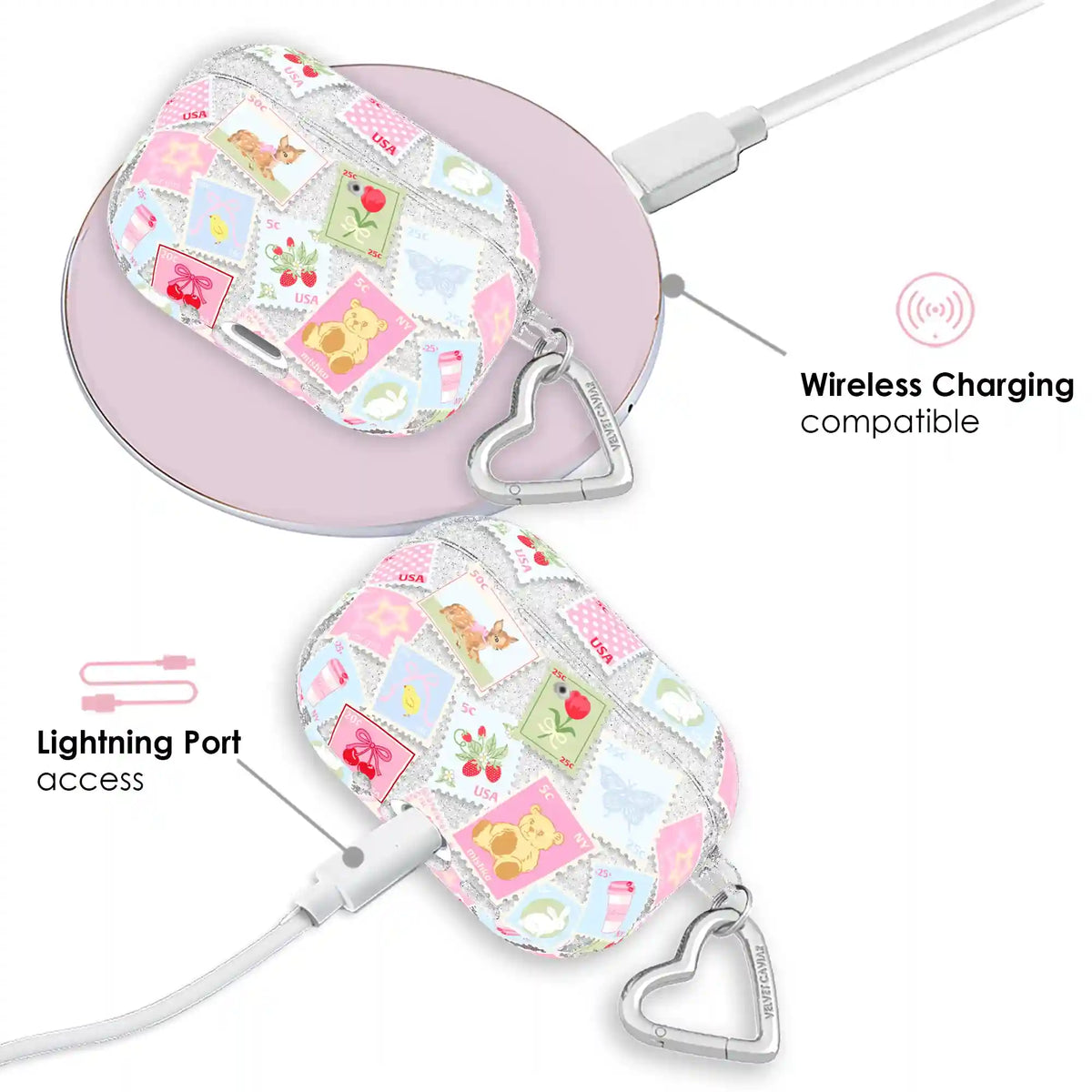 Spring Whimsy Stamps Glitter AirPod Case