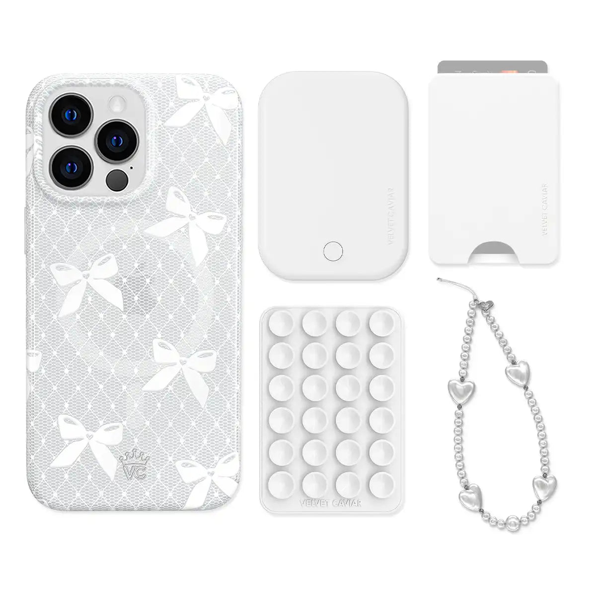 Vintage Lace Bows iPhone Bundle Set - Wallet
