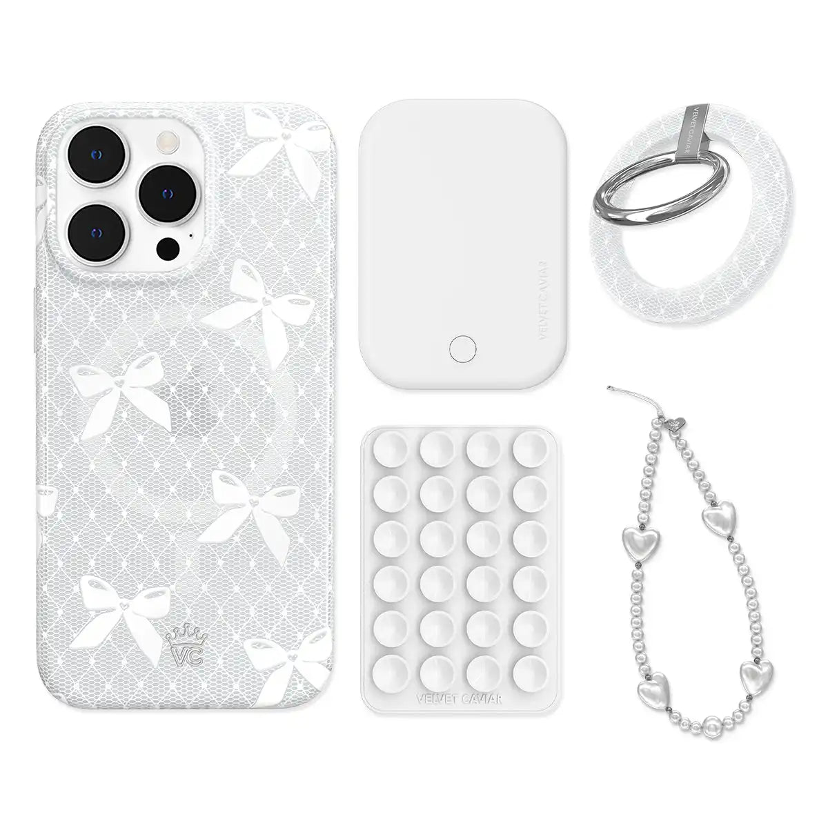 Vintage Lace Bows iPhone Bundle Set - Grip