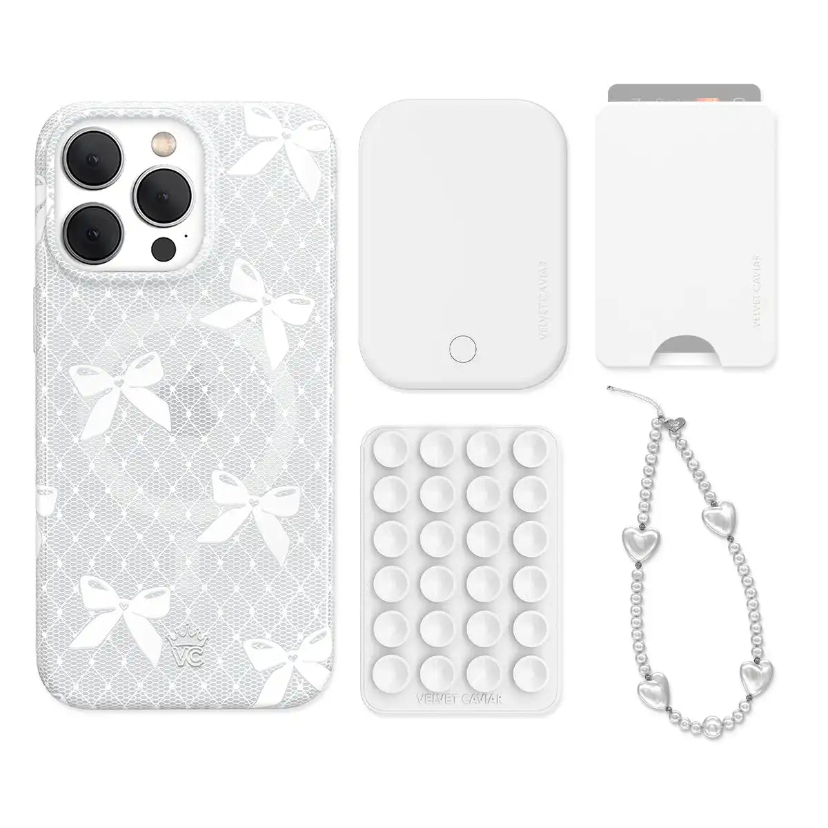 Vintage Lace Bows iPhone Bundle Set - Wallet