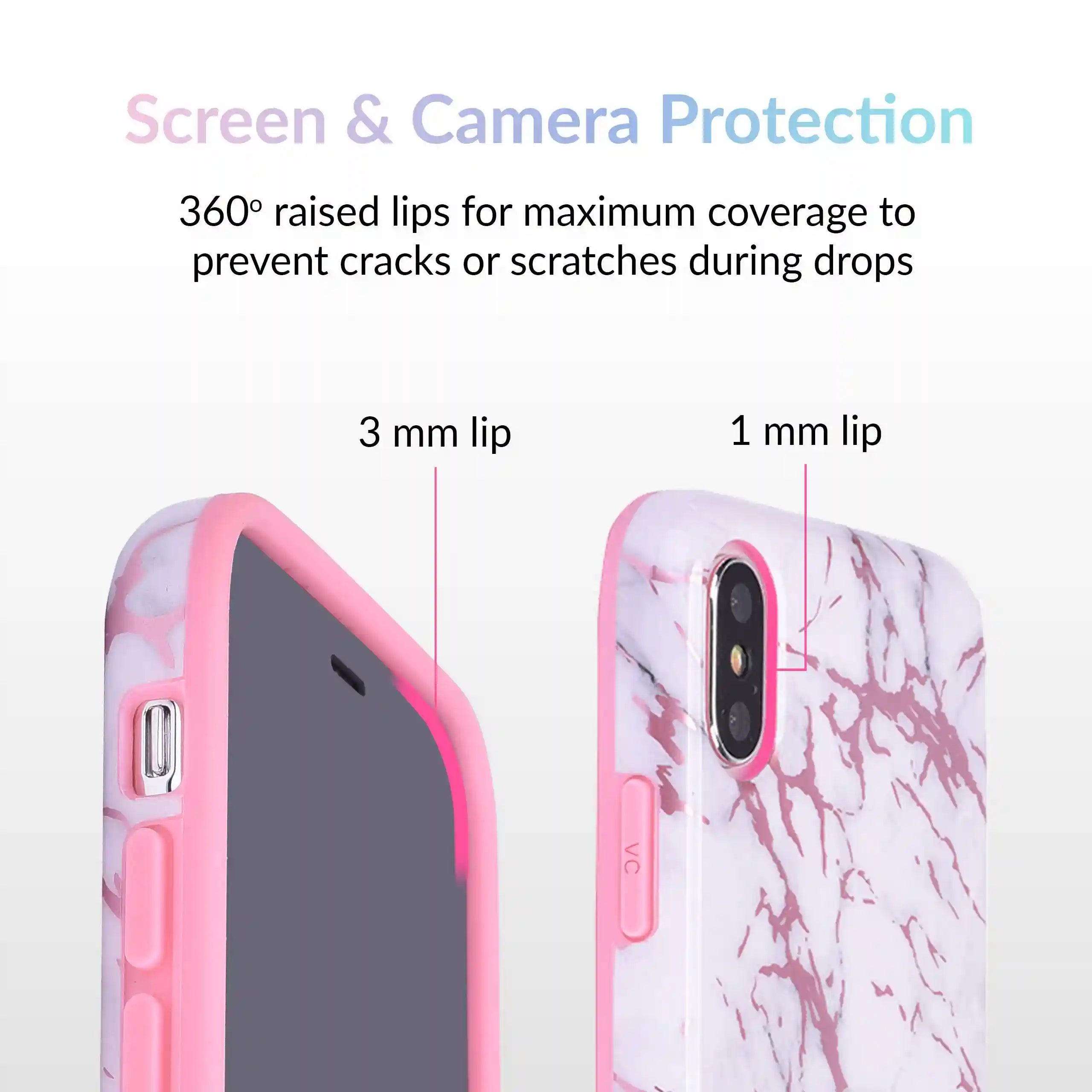 White Marble Pink Chrome iPhone Case