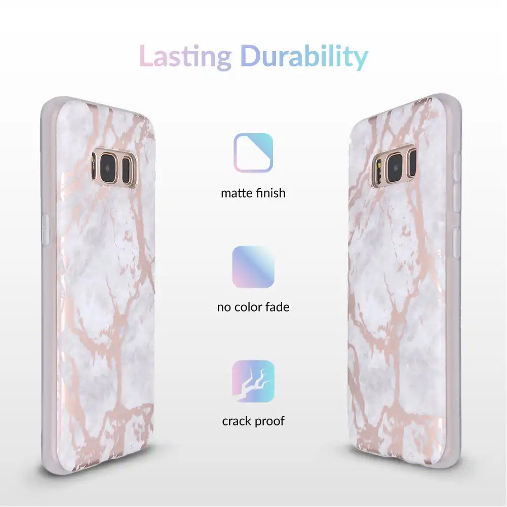 White Marble Rose Gold Chrome Samsung Galaxy Case