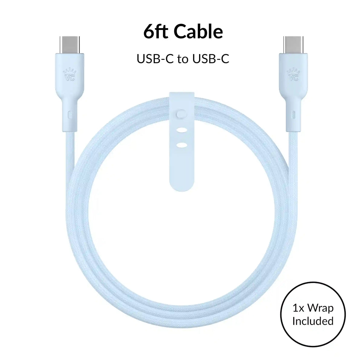 Whisper Blue Fast Charging Set, Dual Port Wall Adapter + 6ft USB-C Cable