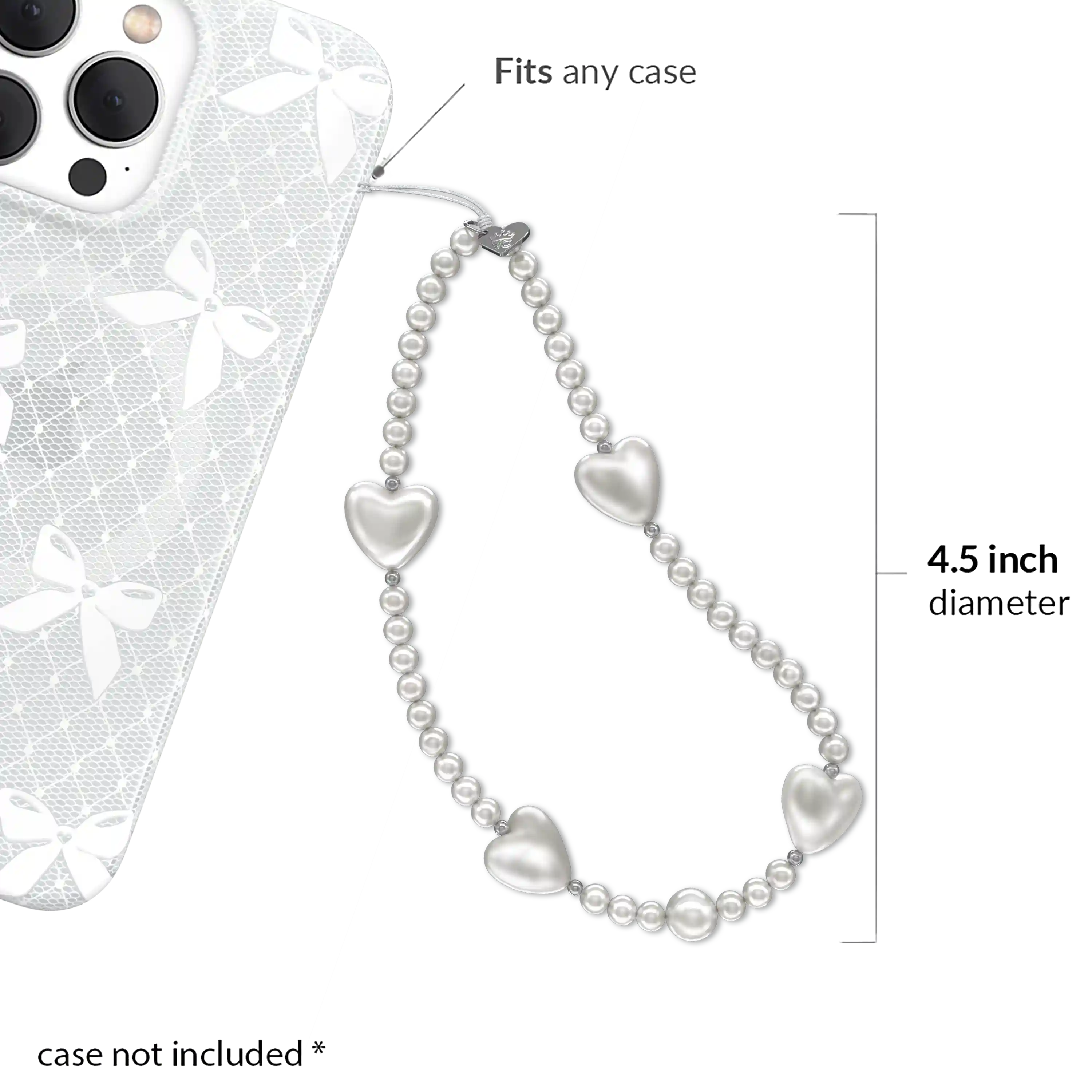 Vintage Pearl Heart Phone Charm