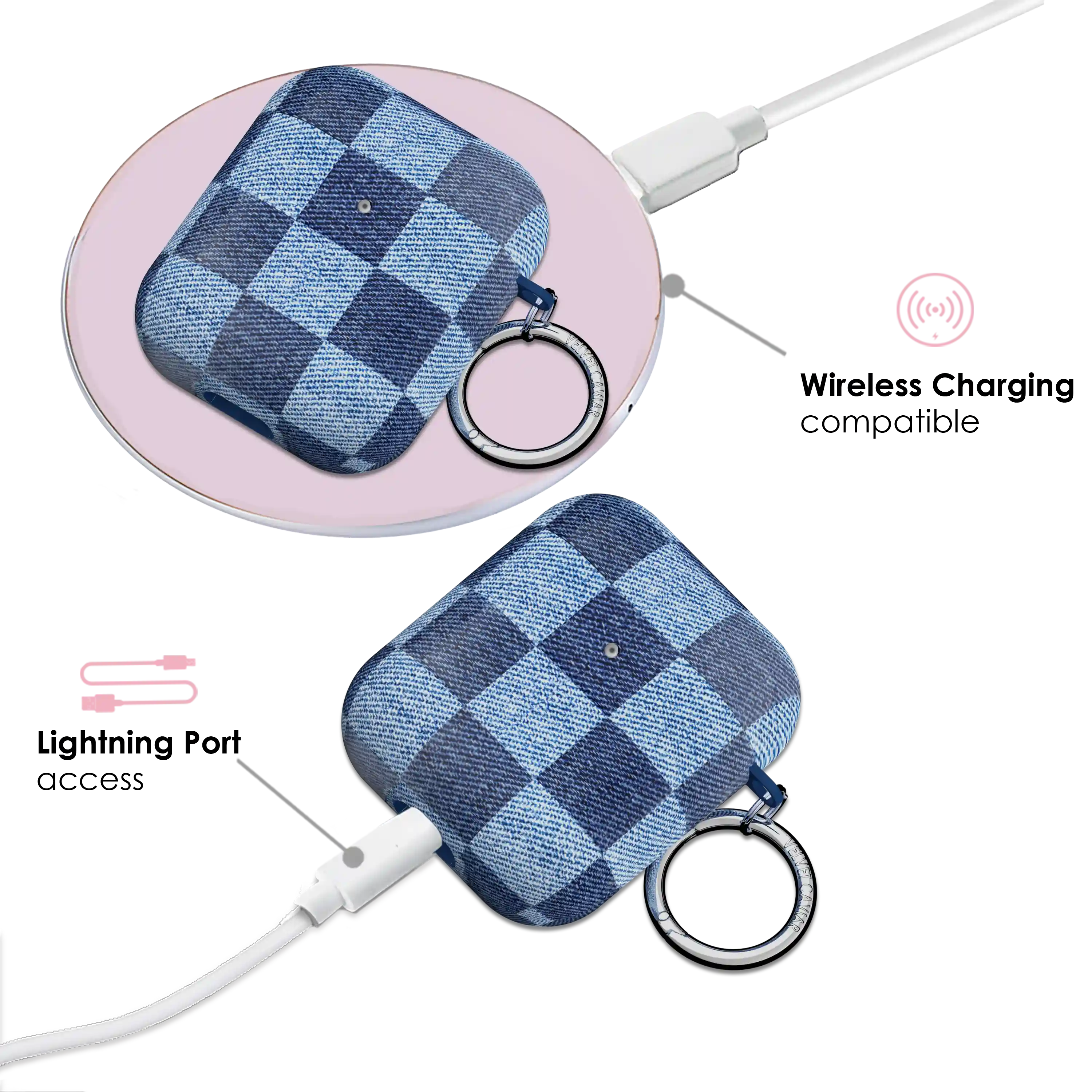 Denim Vibe Checkered AirPod Case