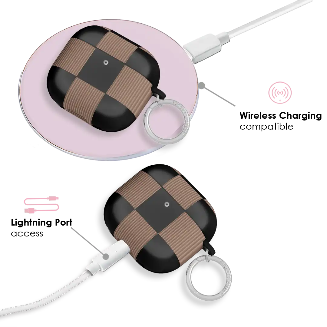Mocha Vibe Checkered AirPod Case