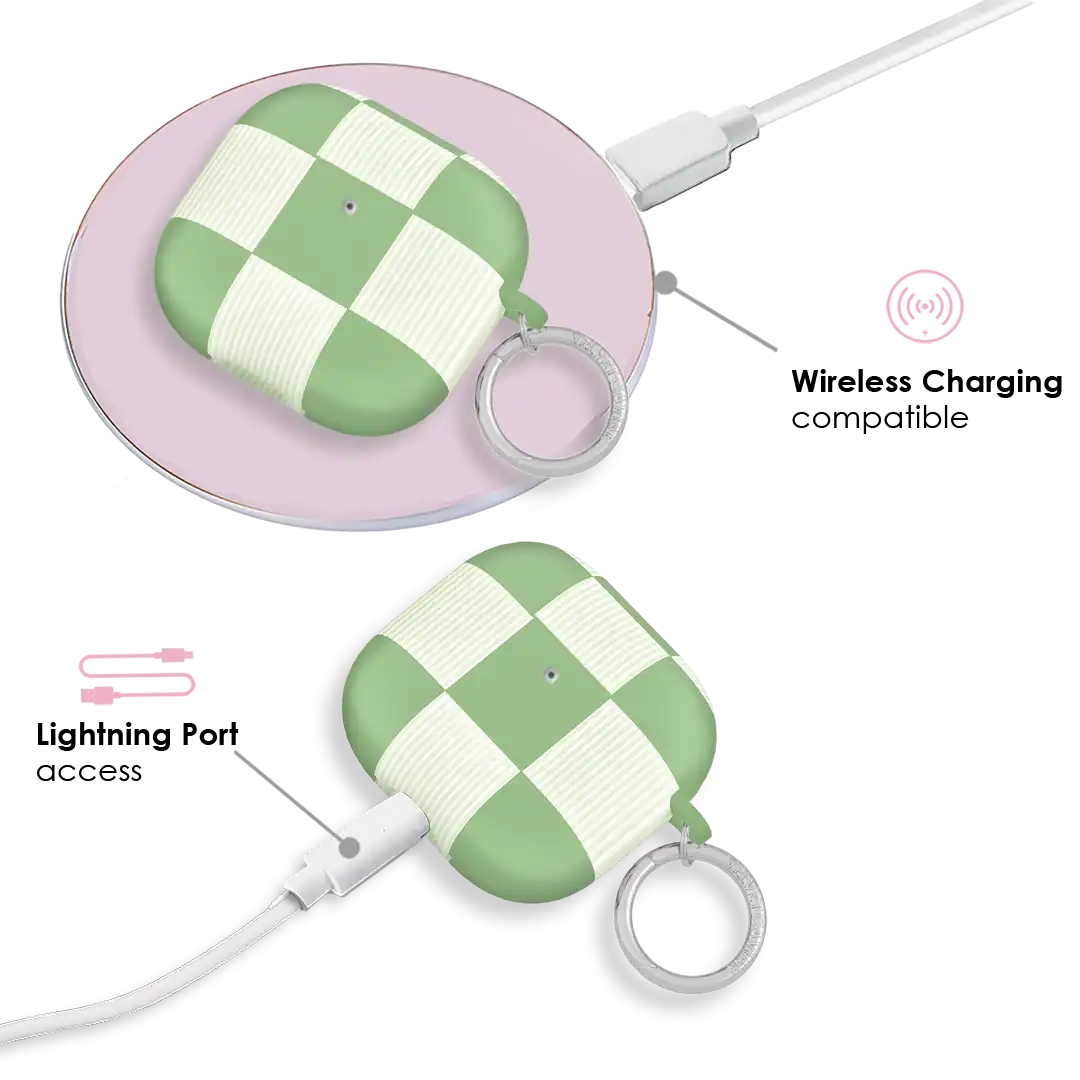 Pistachio Vibe Checkered AirPod Case