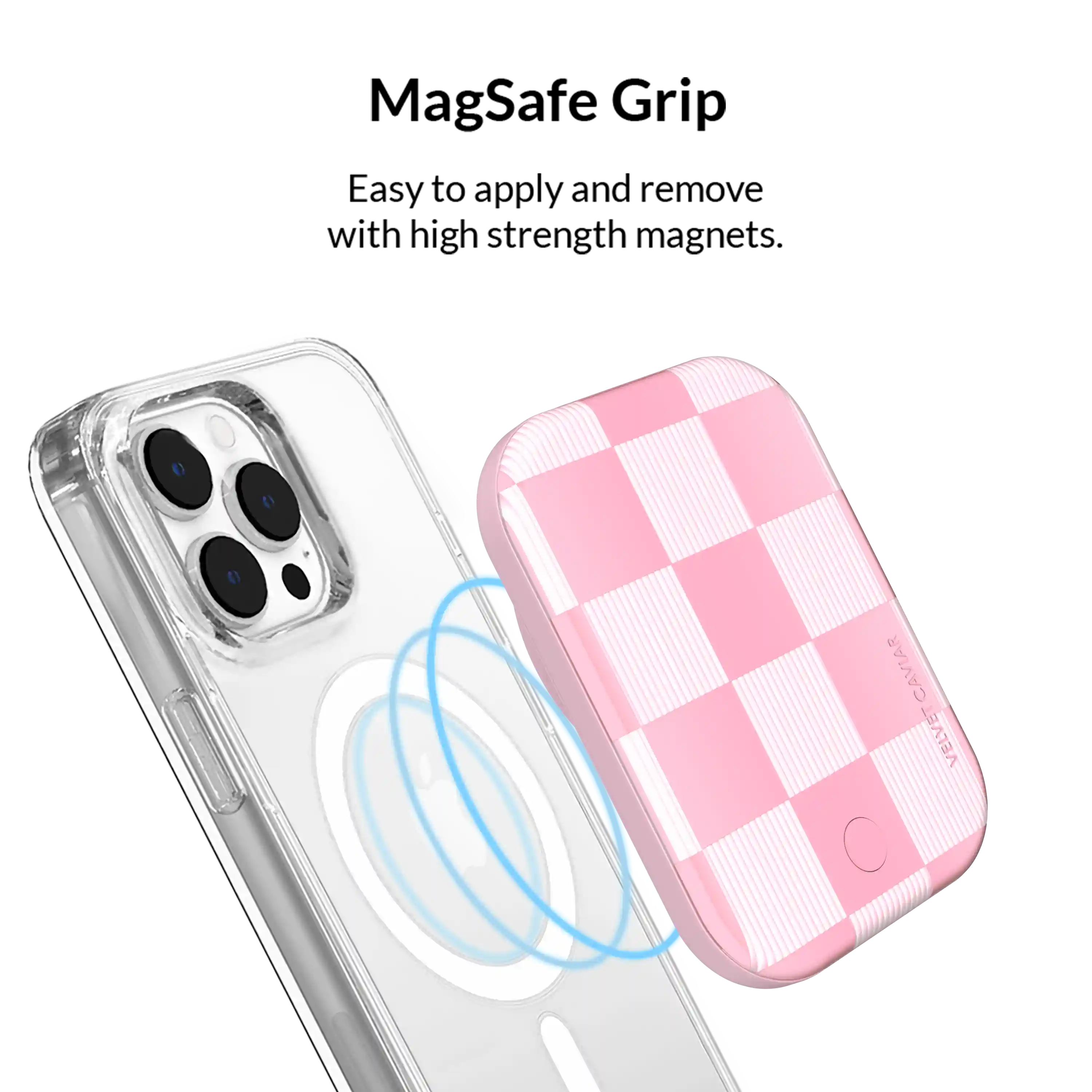 Pink Vibe Checkered Portable MagSafe Charger Power Pack