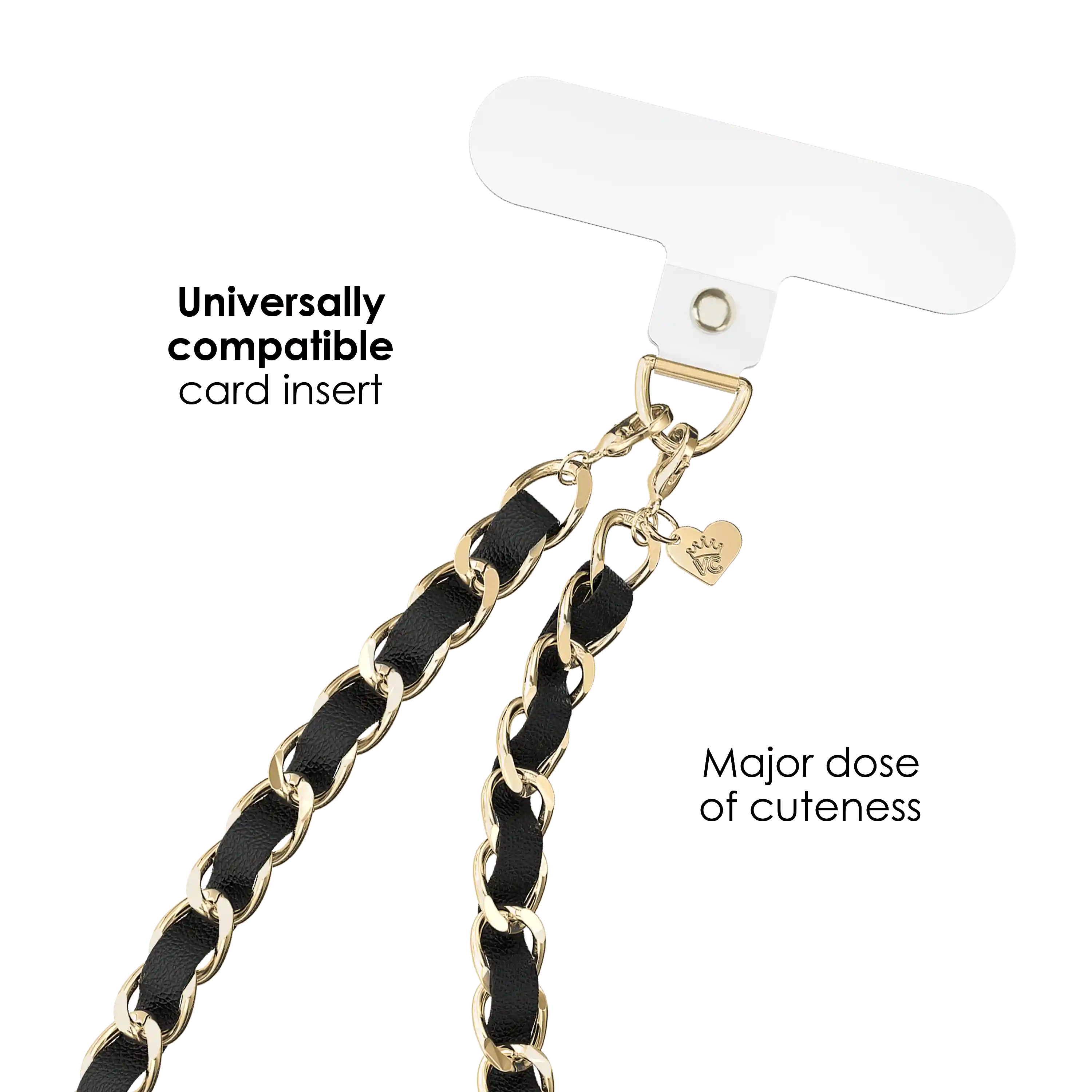 Black Leather Chain Phone Charm