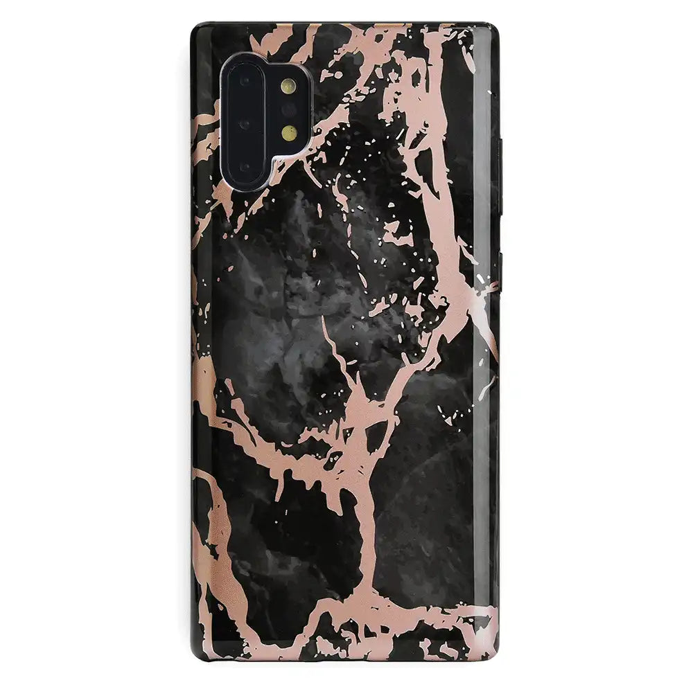 Black Marble Rose Gold Chrome Samsung Galaxy Case