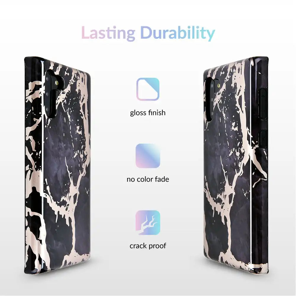 Black Marble Rose Gold Chrome Samsung Galaxy Case