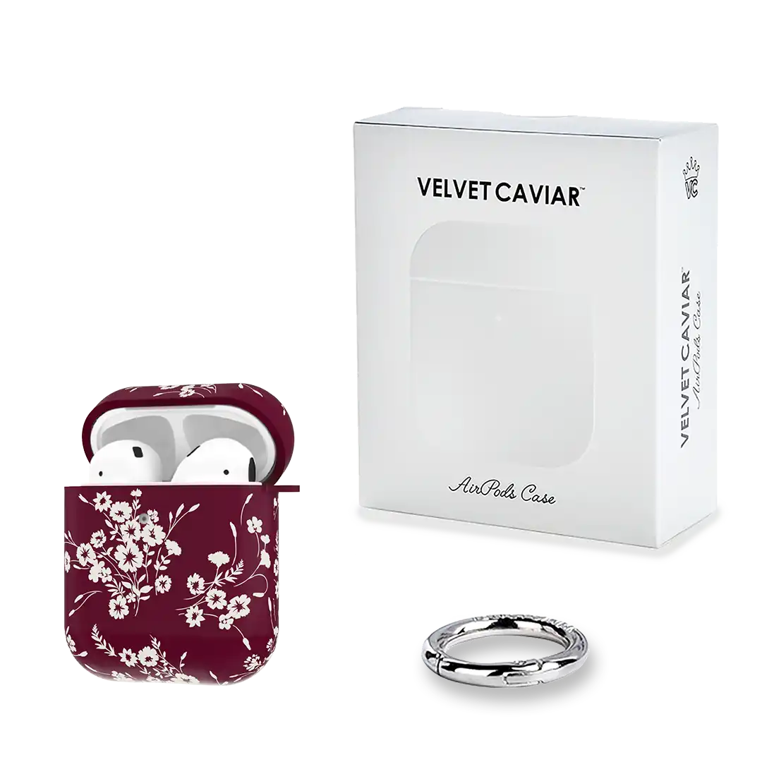 French Burgundy Floral AirPod Case