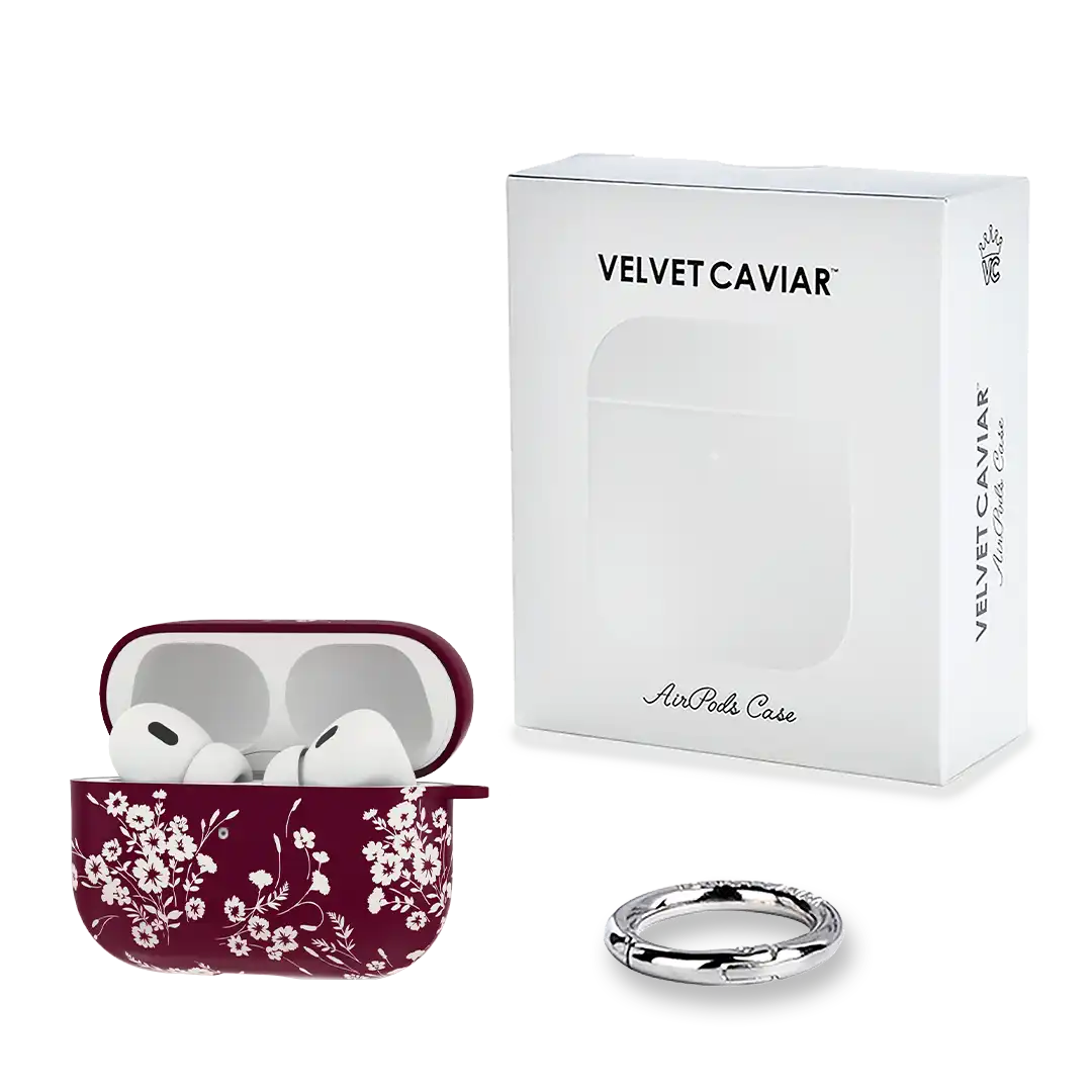 French Burgundy Floral AirPod Case