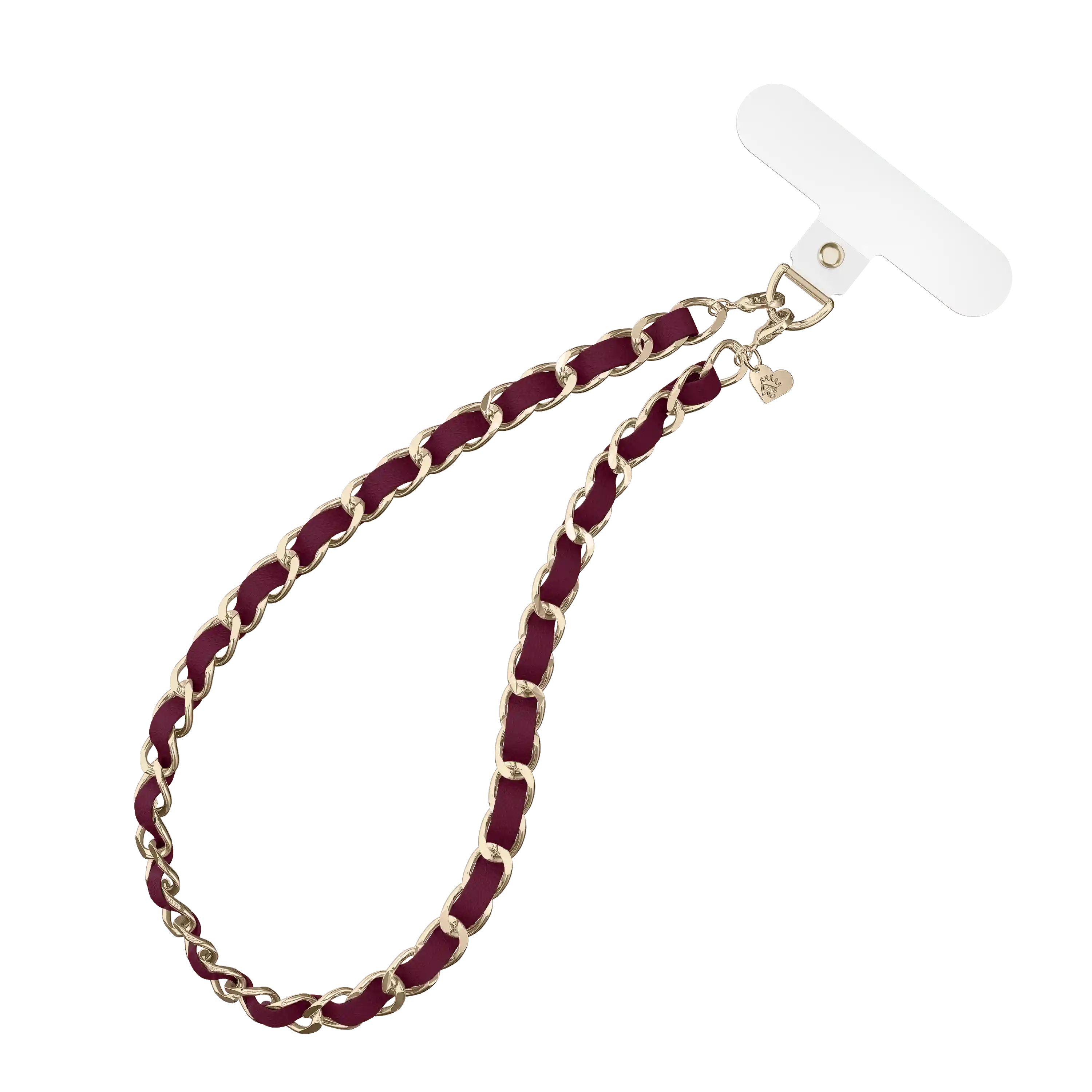 Burgundy Leather Chain Phone Charm